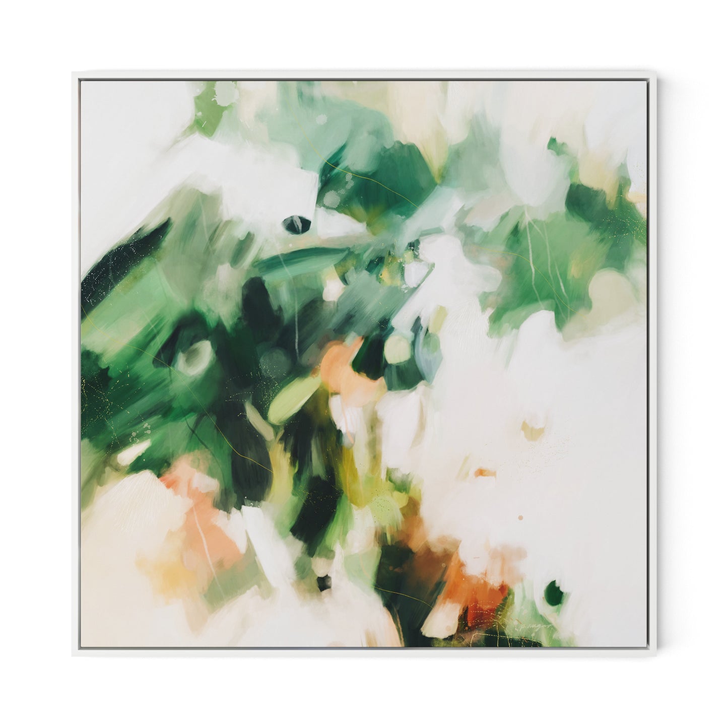 Evergreen Canvas Floater Framed / 32 x 32 in / White