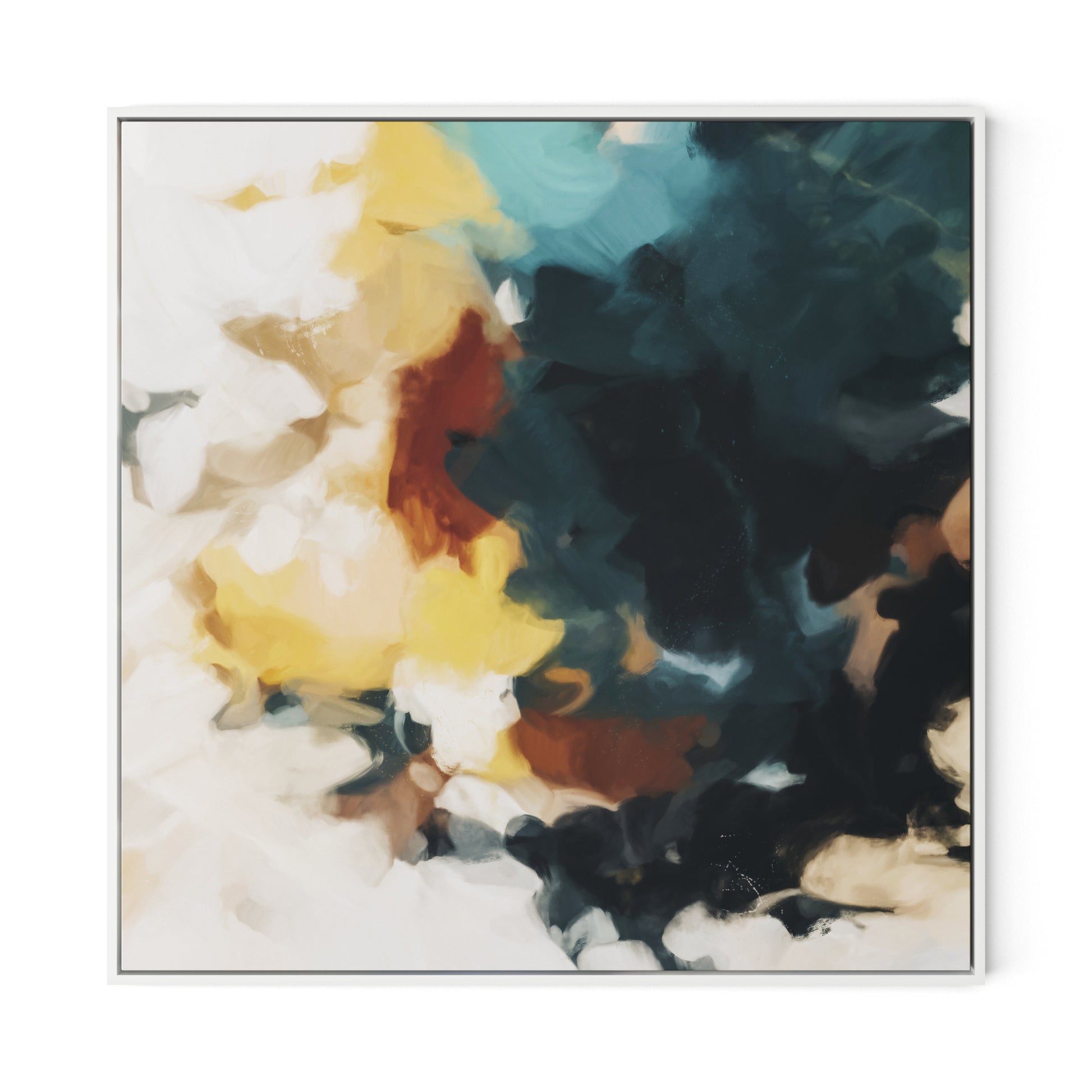 Geo Canvas Floater Framed / 32 x 32 in / White