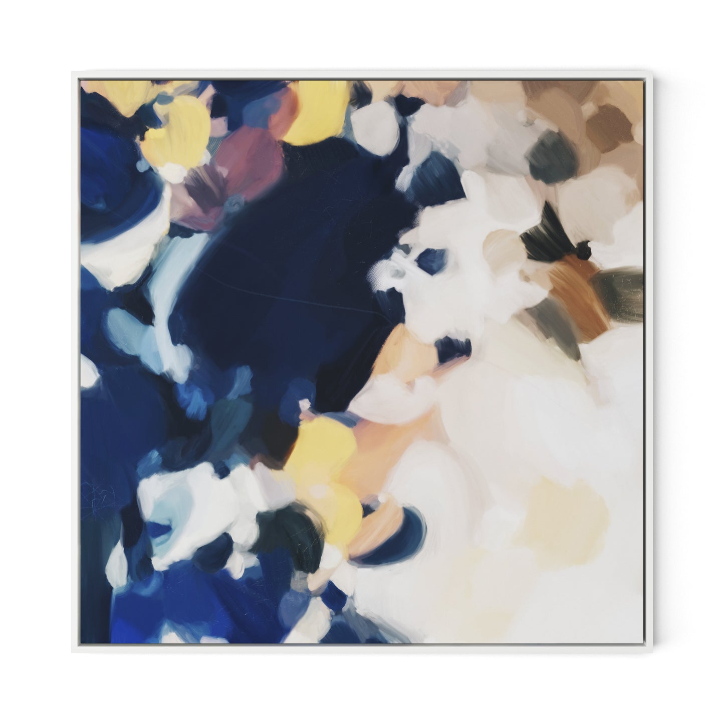 Indigo Canvas Floater Framed / 32 x 32 in / White