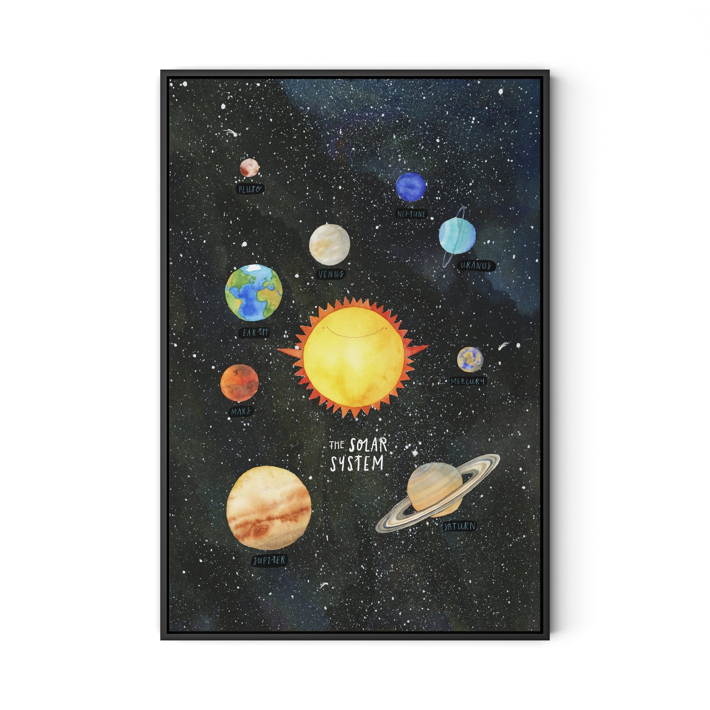 Solar System Canvas Floater Framed / 22 x 32 in / Black