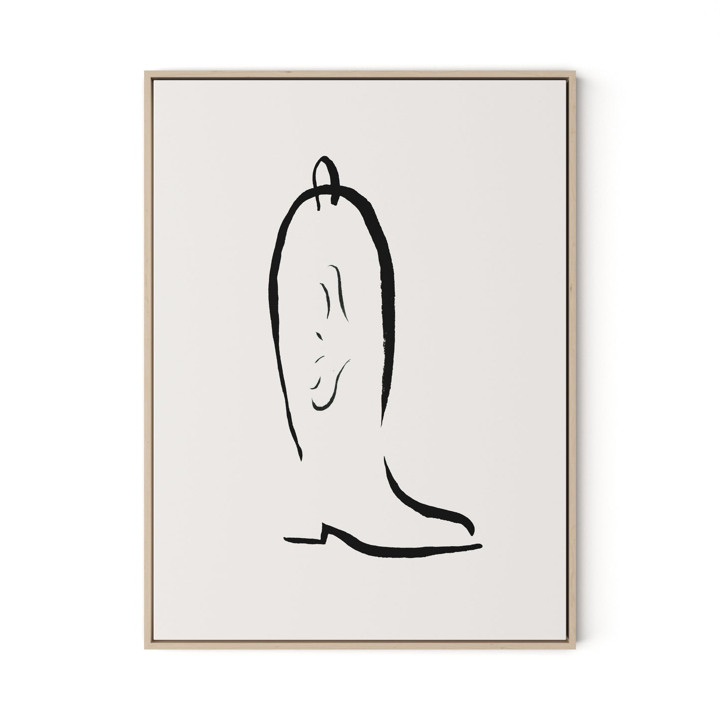 Minimal Boot Canvas Floater Framed / 24 x 32 in / Natural Maple
