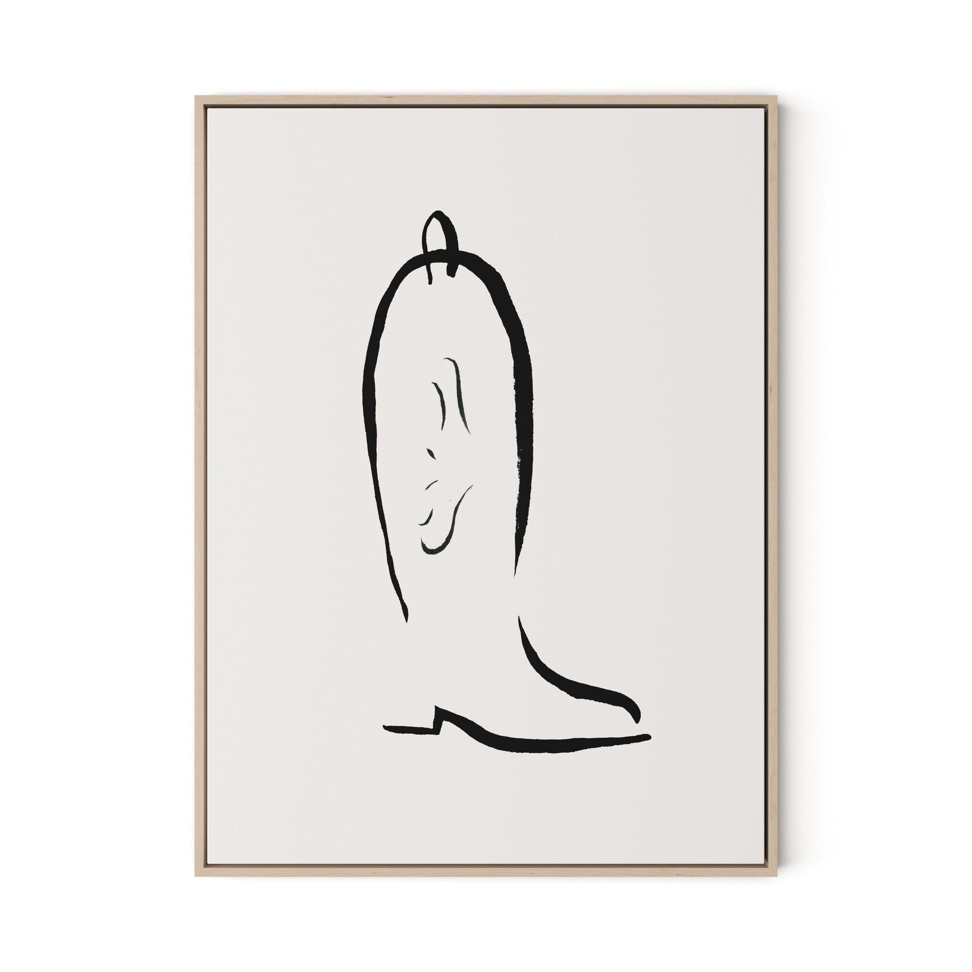 Minimal Boot Canvas Floater Framed / 24 x 32 in / Natural Maple