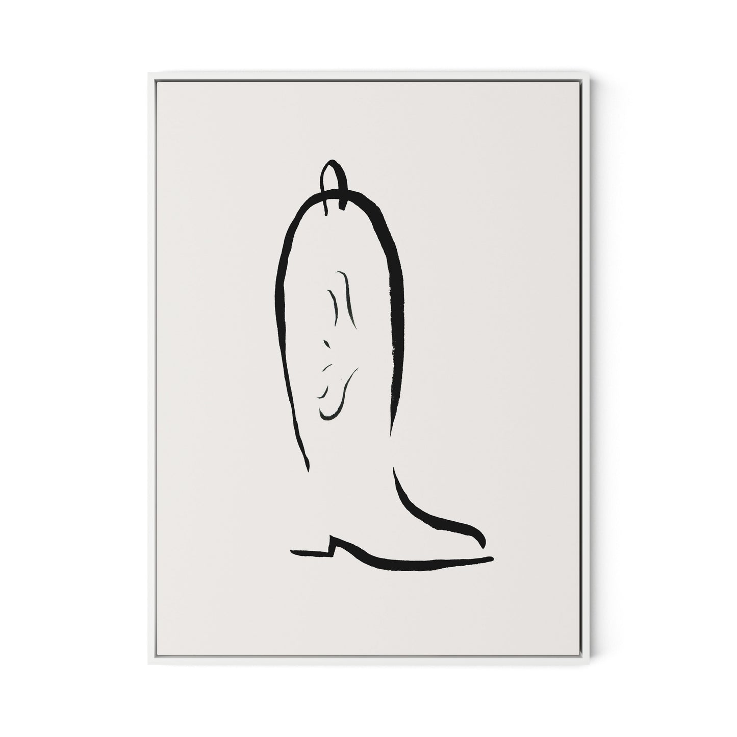 Minimal Boot Canvas Floater Framed / 24 x 32 in / White