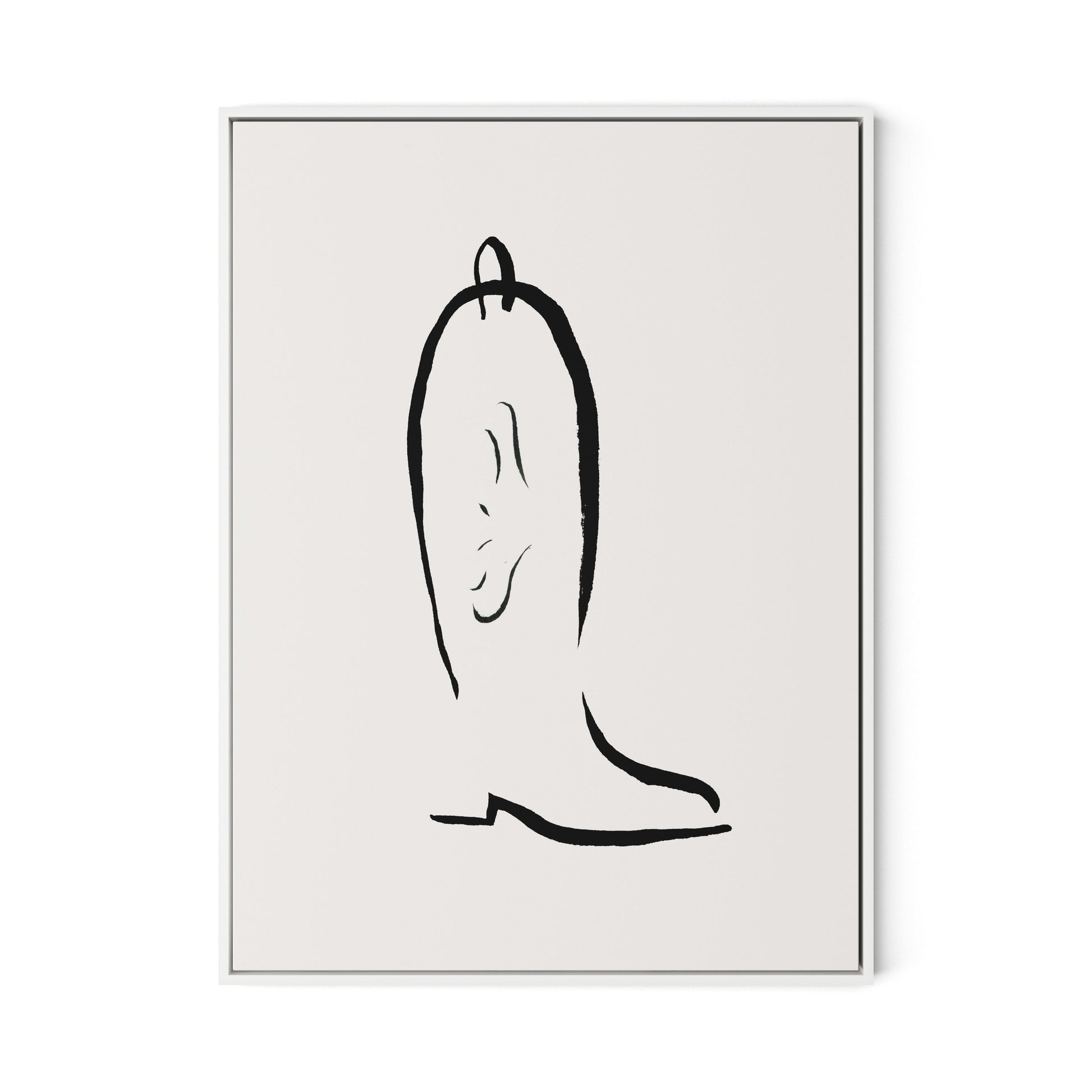 Minimal Boot Canvas Floater Framed / 24 x 32 in / White