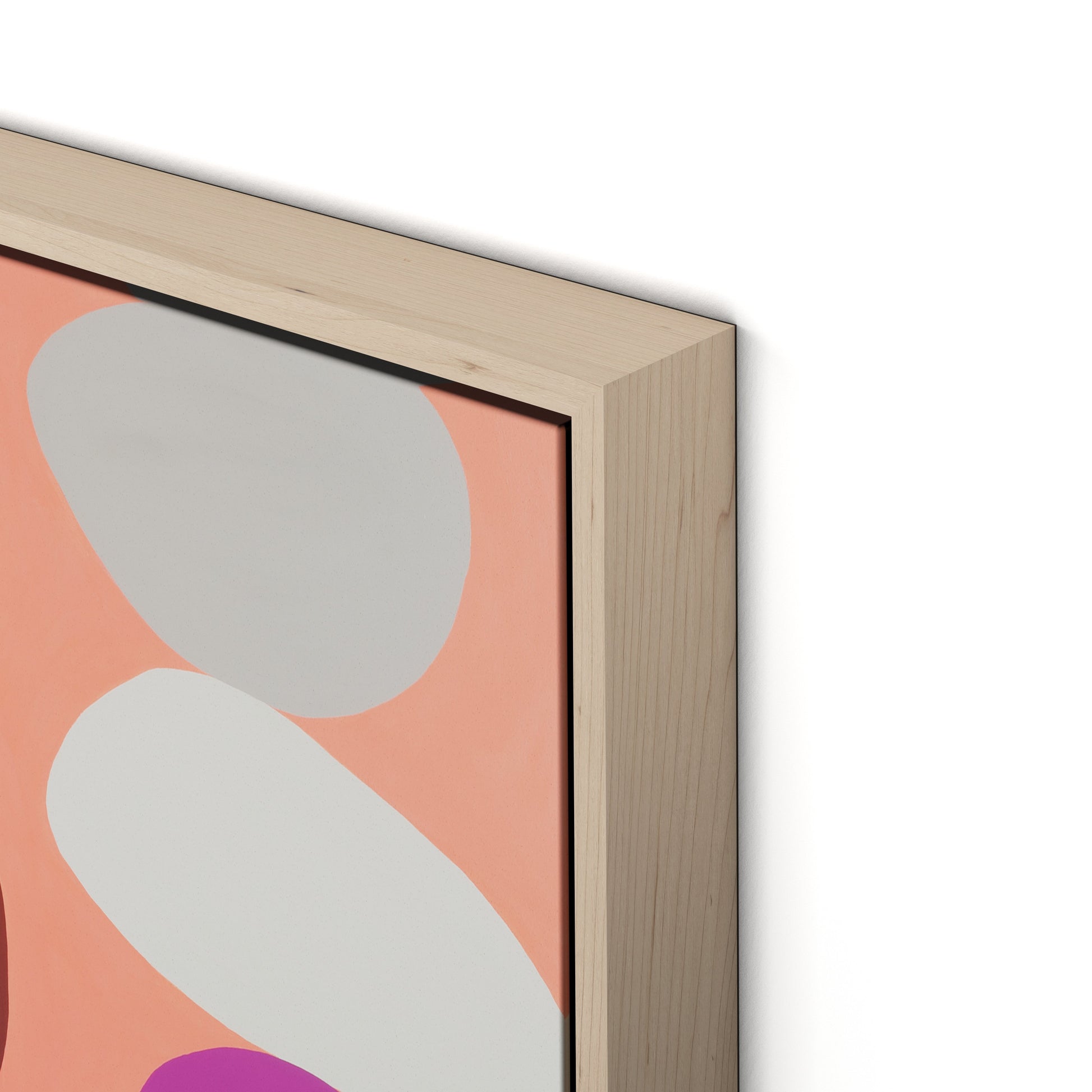 Pink Party Stack Canvas Floater Framed / 15.5 x 24 in / Natural Maple