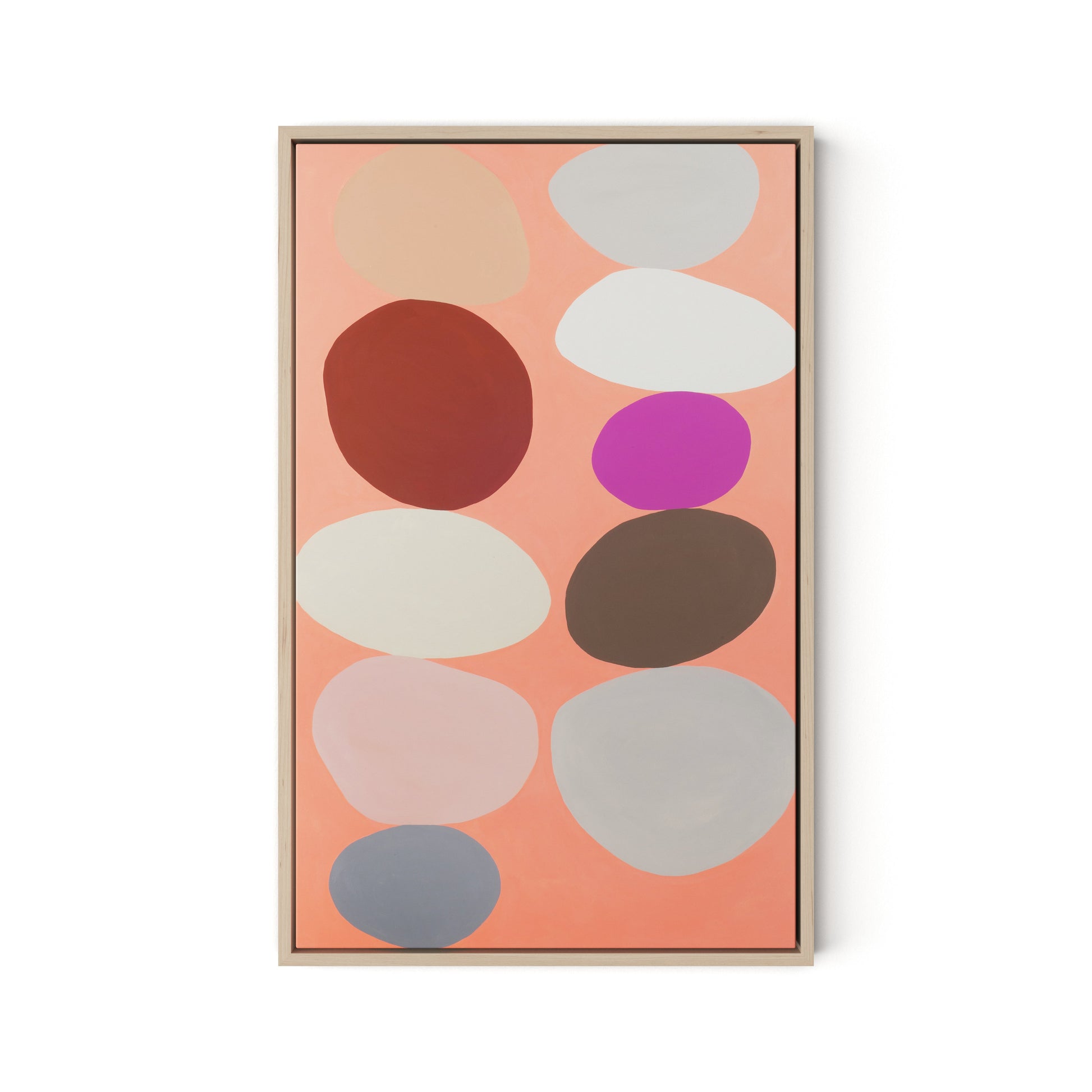 Pink Party Stack Canvas Floater Framed / 15.5 x 24 in / Natural Maple