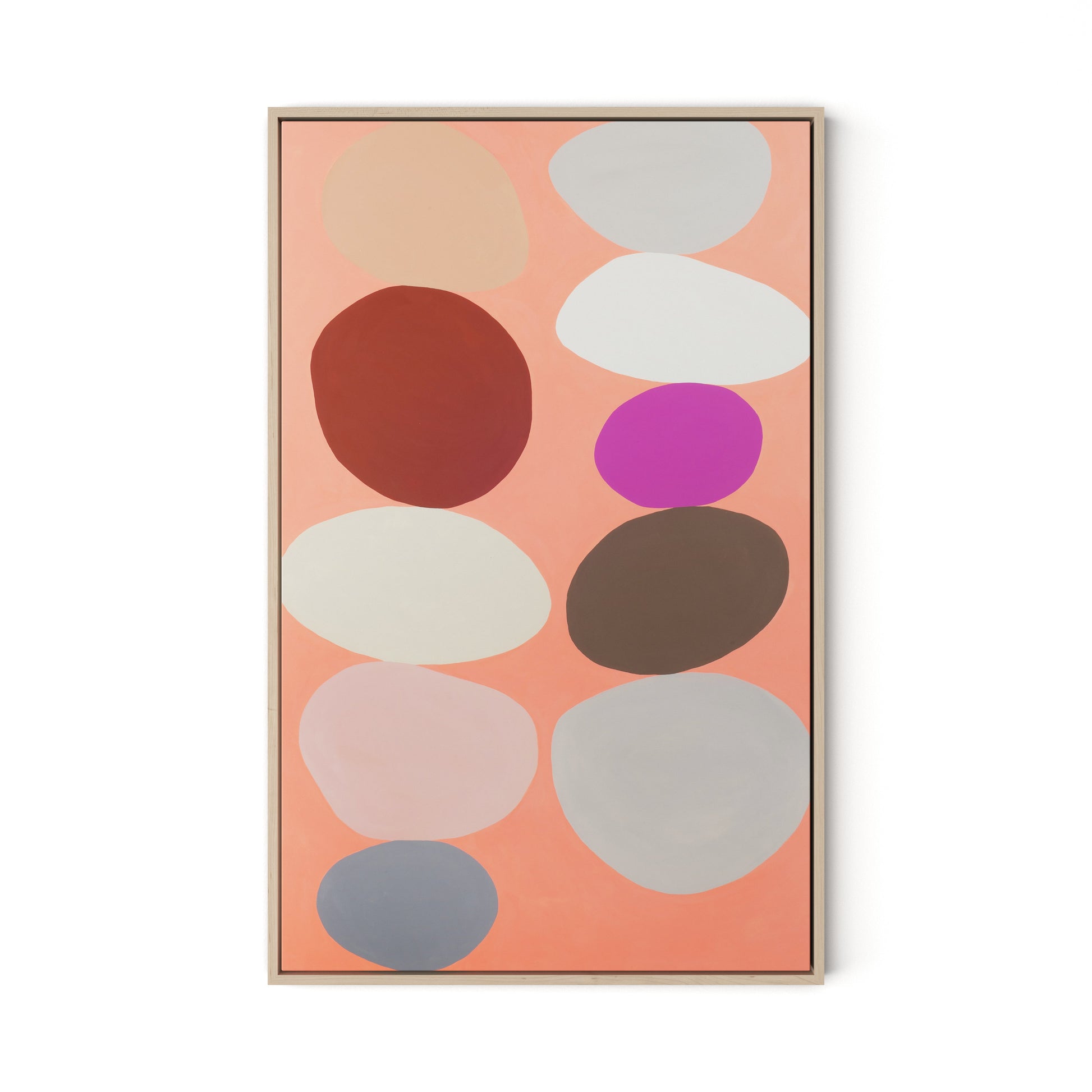 Pink Party Stack Canvas Floater Framed / 20.5 x 32 in / Natural Maple