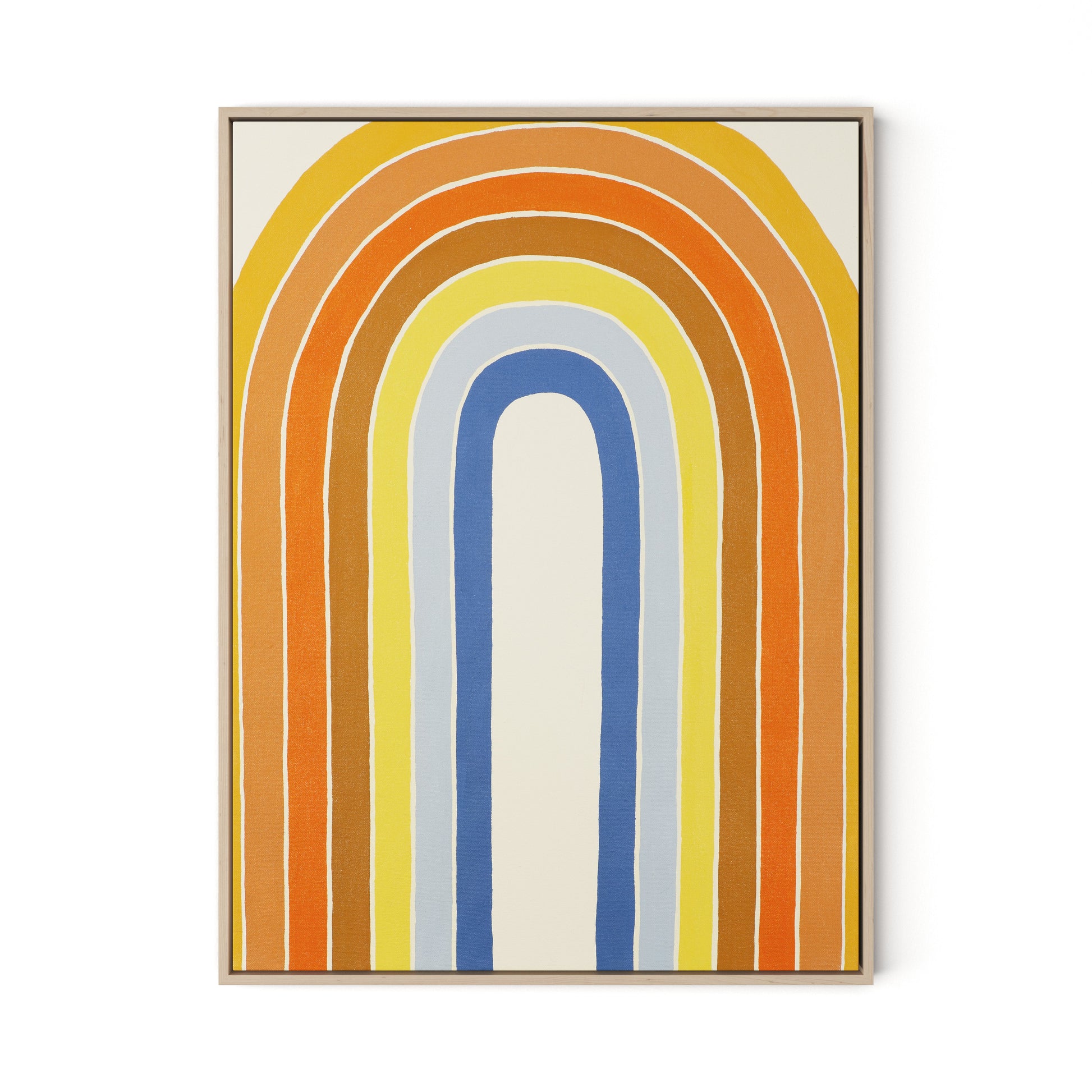 Vintage Rainbow Canvas Floater Framed / 24 x 32 in / Natural Maple