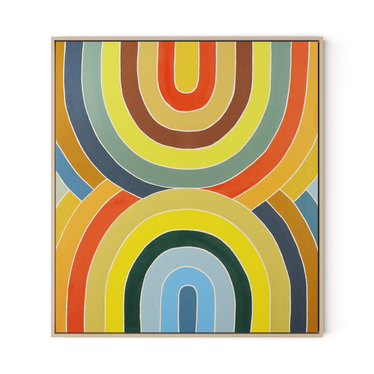 Overlapping Arcs Canvas Floater Framed / 29 x 32 in / Natural Maple