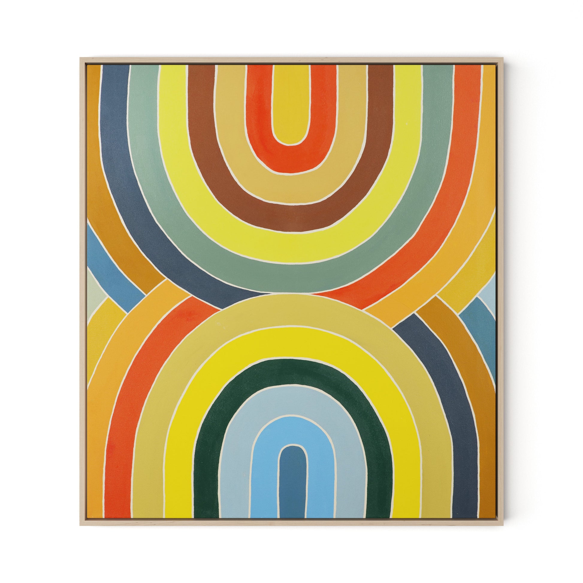 Overlapping Arcs Canvas Floater Framed / 29 x 32 in / Natural Maple