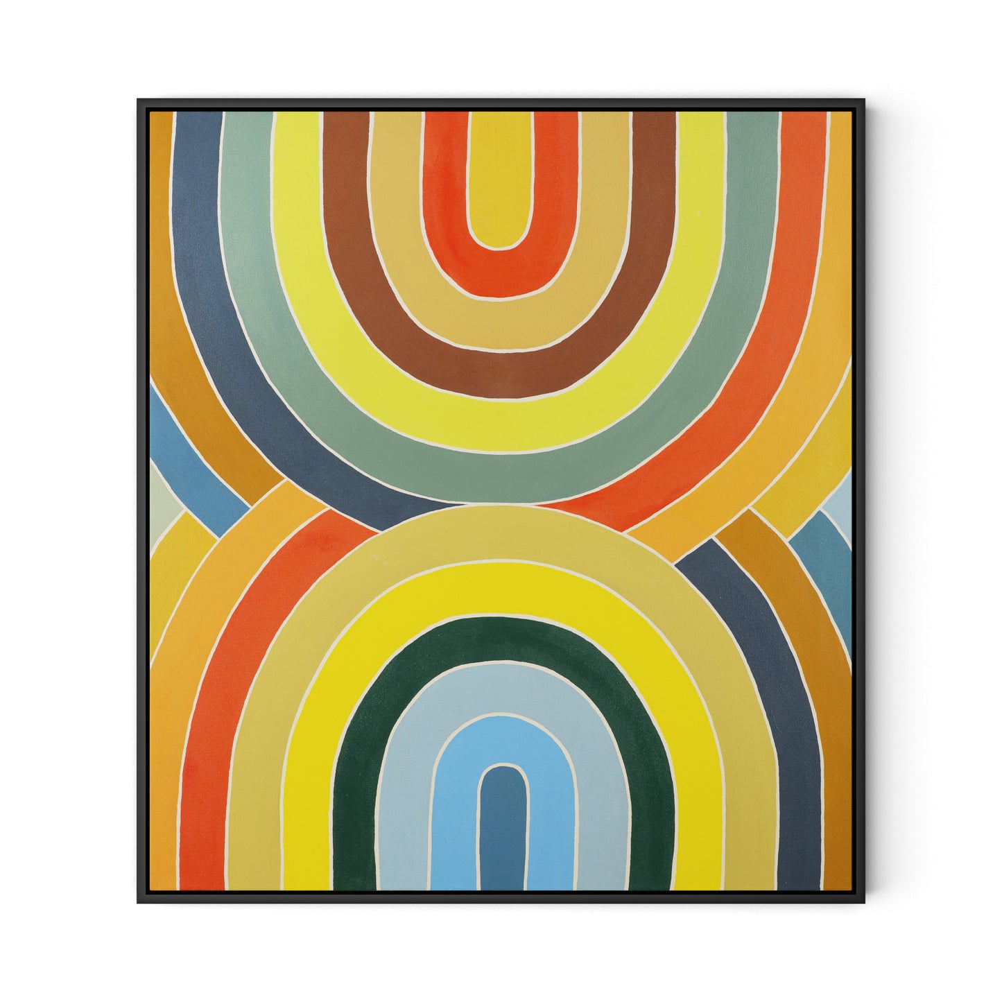 Overlapping Arcs Canvas Floater Framed / 29 x 32 in / Black