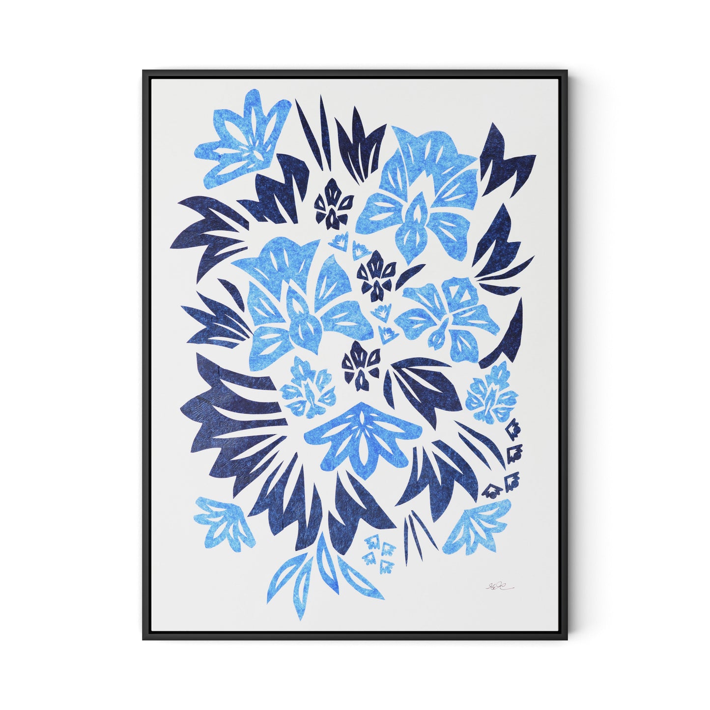 Blue Burst Canvas Floater Framed / 24 x 32 in / Black