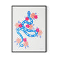 Blue Snake Canvas Floater Framed / 24 x 32 in / Black