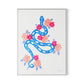 Blue Snake Canvas Floater Framed / 24 x 32 in / White