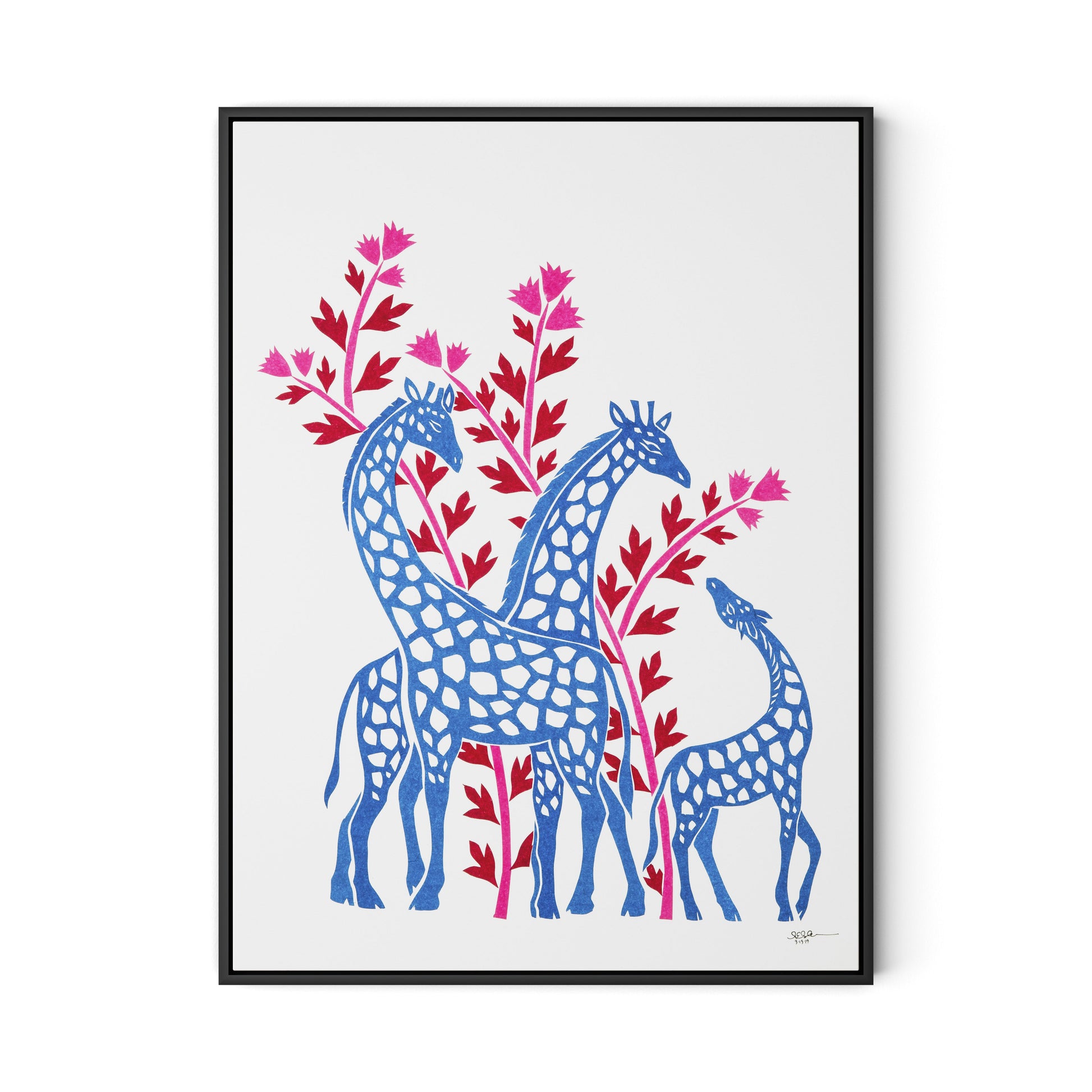 Giraffes Canvas Floater Framed / 24 x 32 in / Black