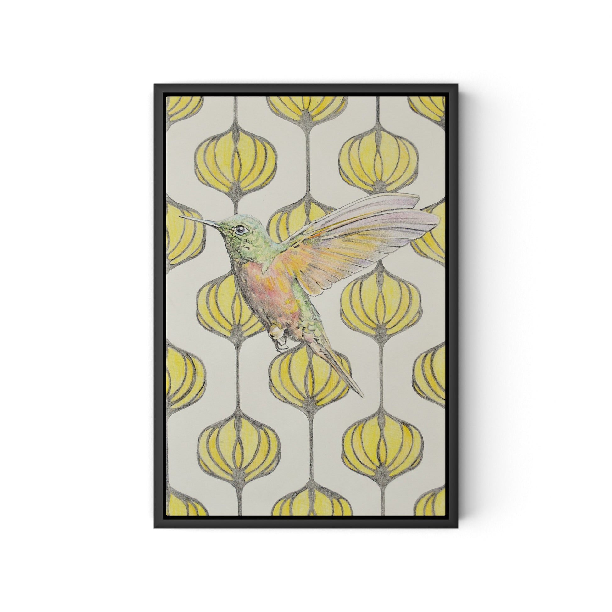 Amazilia Lanterns Canvas Floater Framed / 12.5 x 18 in / Black