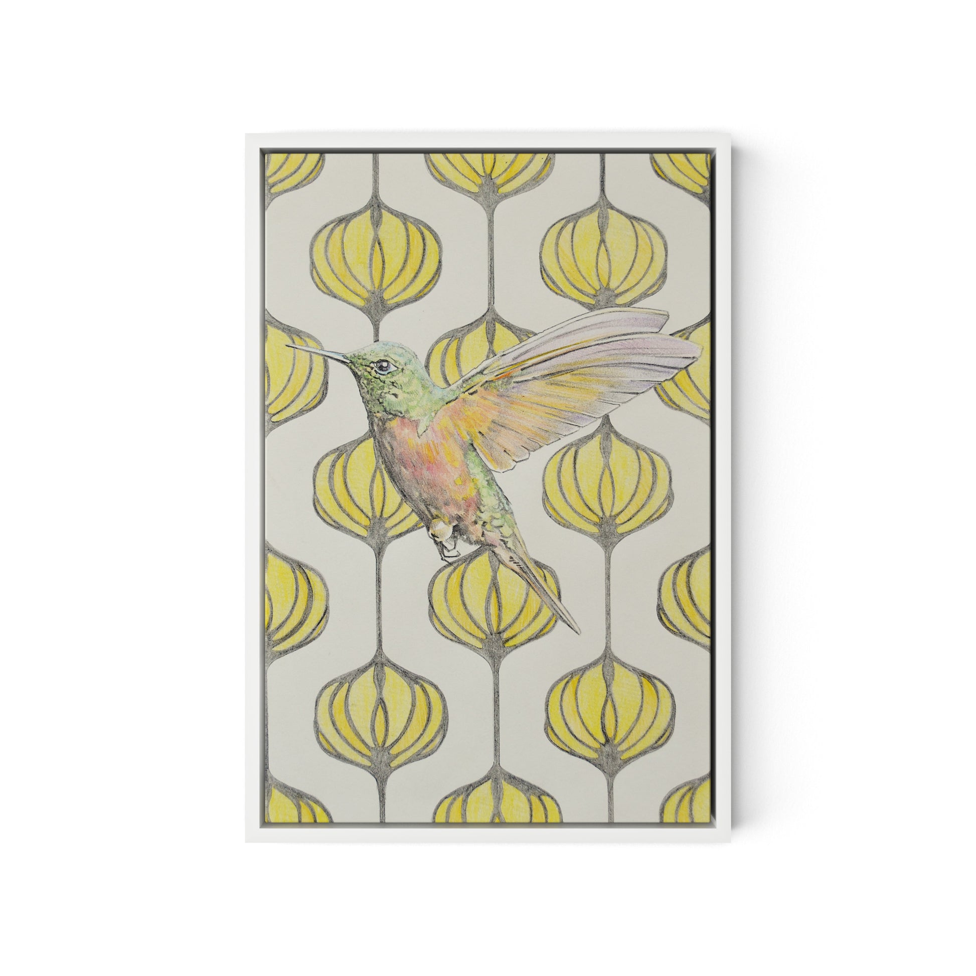 Amazilia Lanterns Canvas Floater Framed / 12.5 x 18 in / White