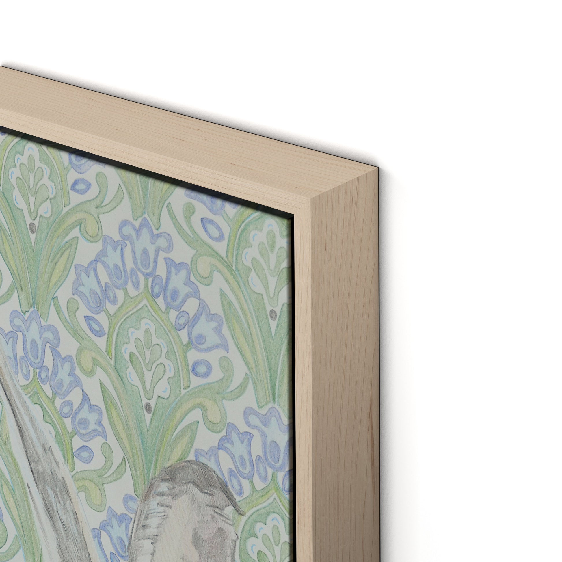 Here Hare Here Canvas Floater Framed / 10.5 x 18 in / Natural Maple