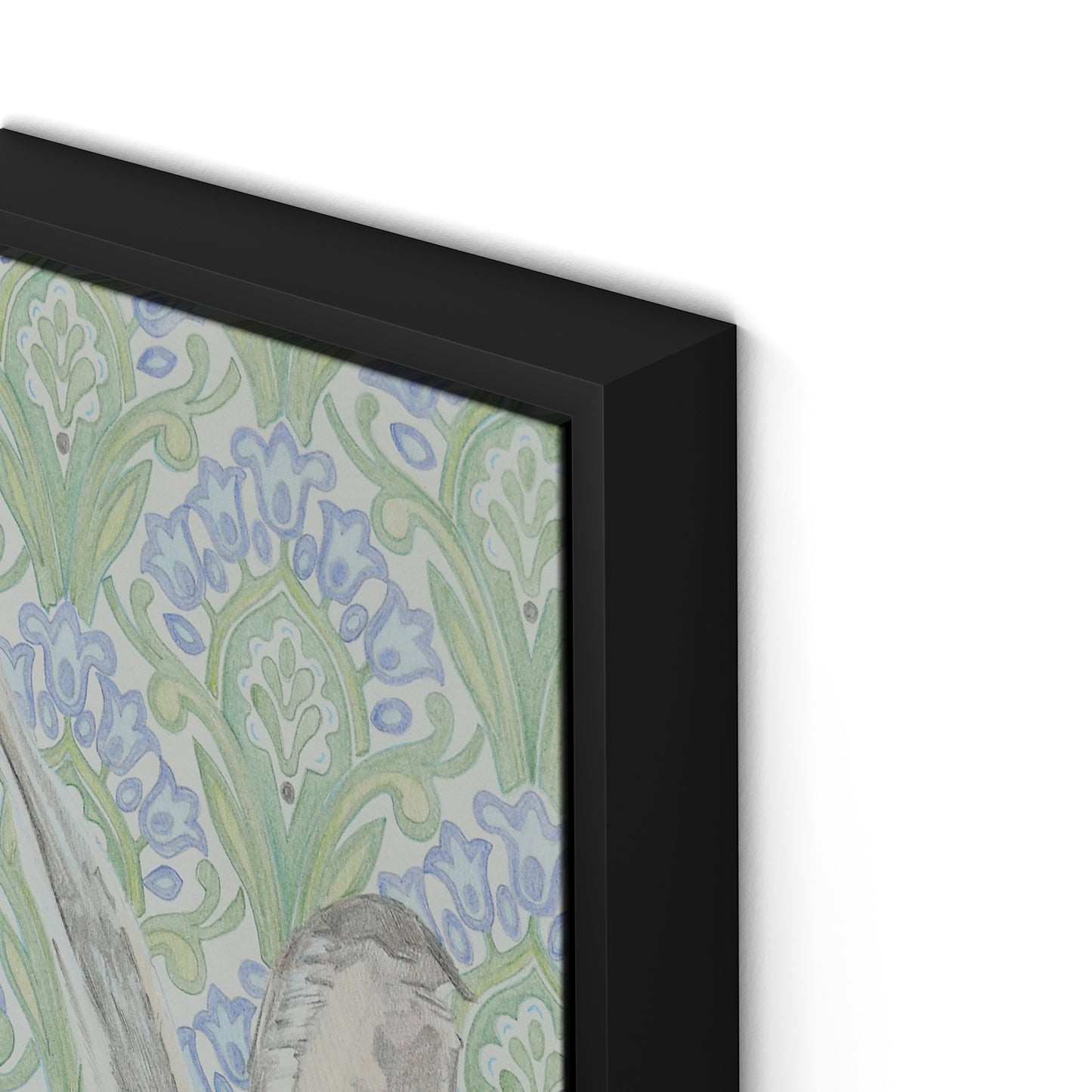 Here Hare Here Canvas Floater Framed / 10.5 x 18 in / Black