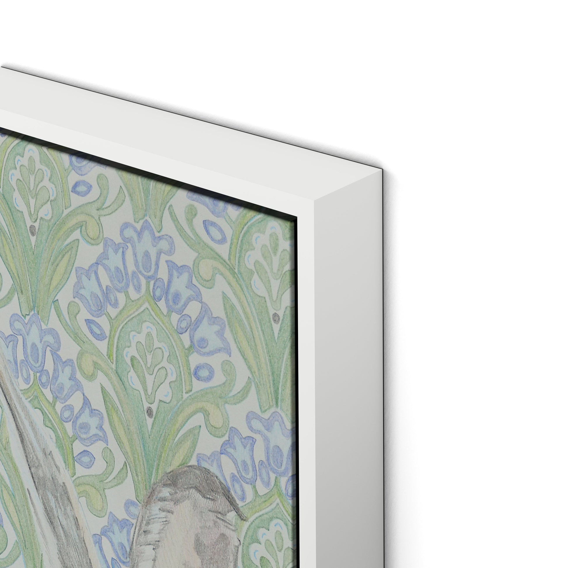 Here Hare Here Canvas Floater Framed / 10.5 x 18 in / White