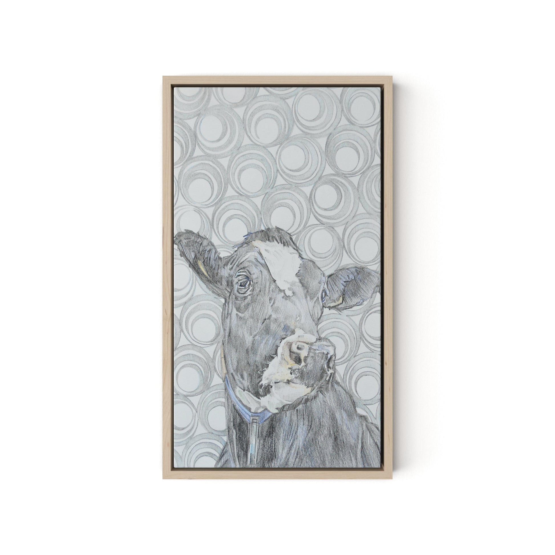 Holy Cow Patt-Ernz Canvas Floater Framed / 10.5 x 18 in / Natural Maple