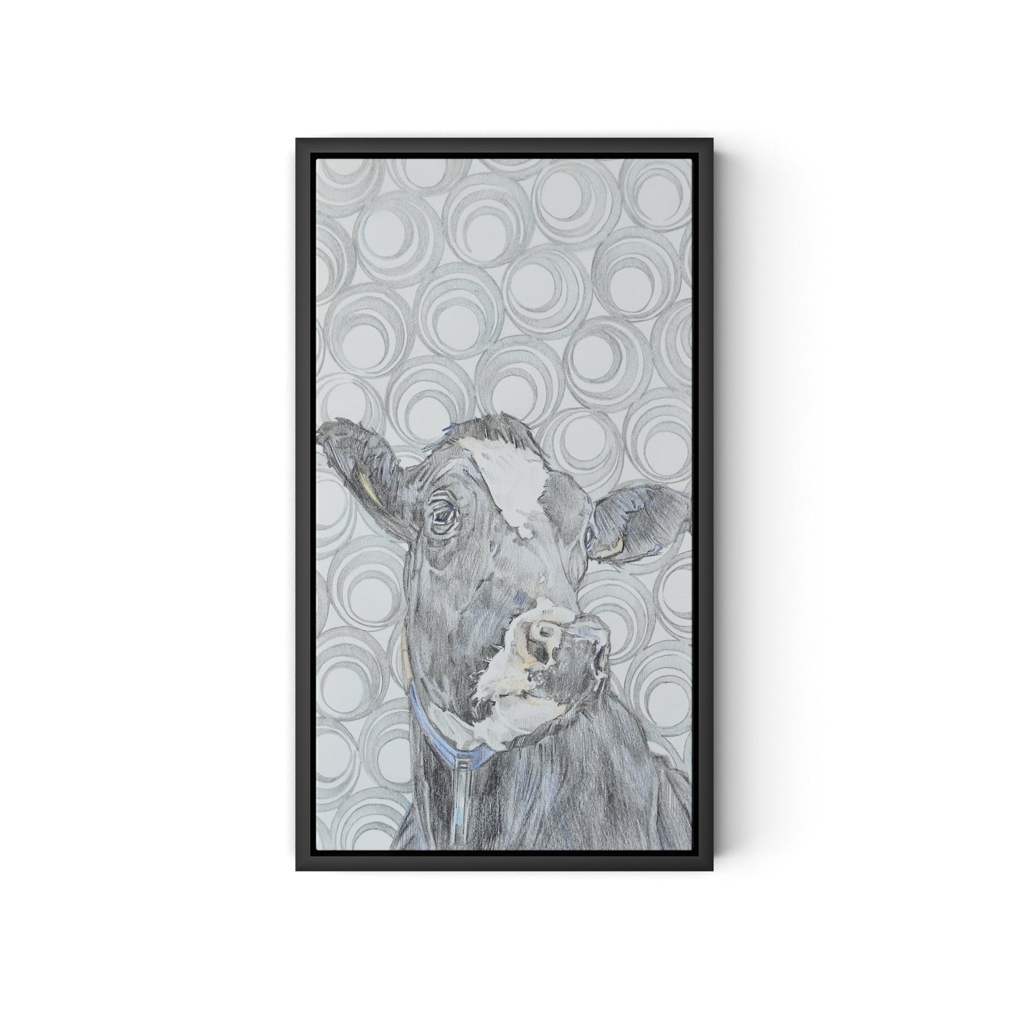 Holy Cow Patt-Ernz Canvas Floater Framed / 10.5 x 18 in / Black