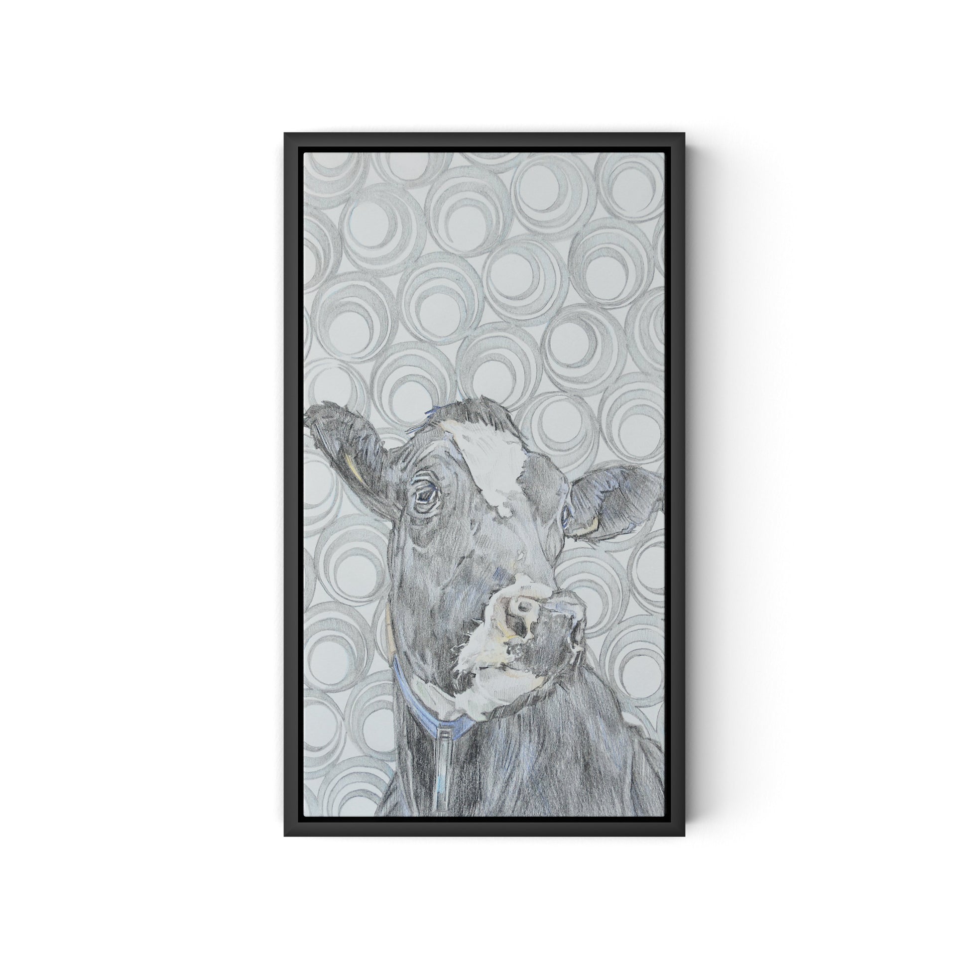 Holy Cow Patt-Ernz Canvas Floater Framed / 10.5 x 18 in / Black