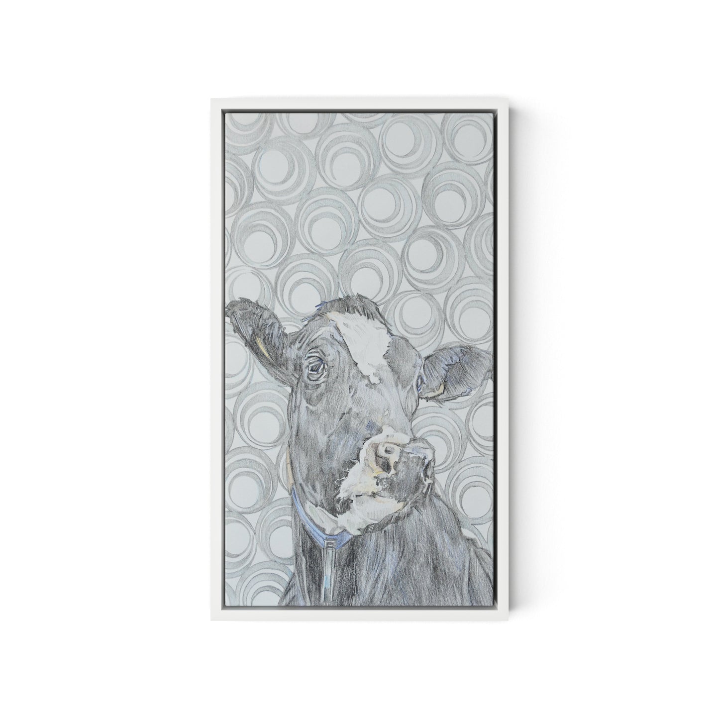 Holy Cow Patt-Ernz Canvas Floater Framed / 10.5 x 18 in / White