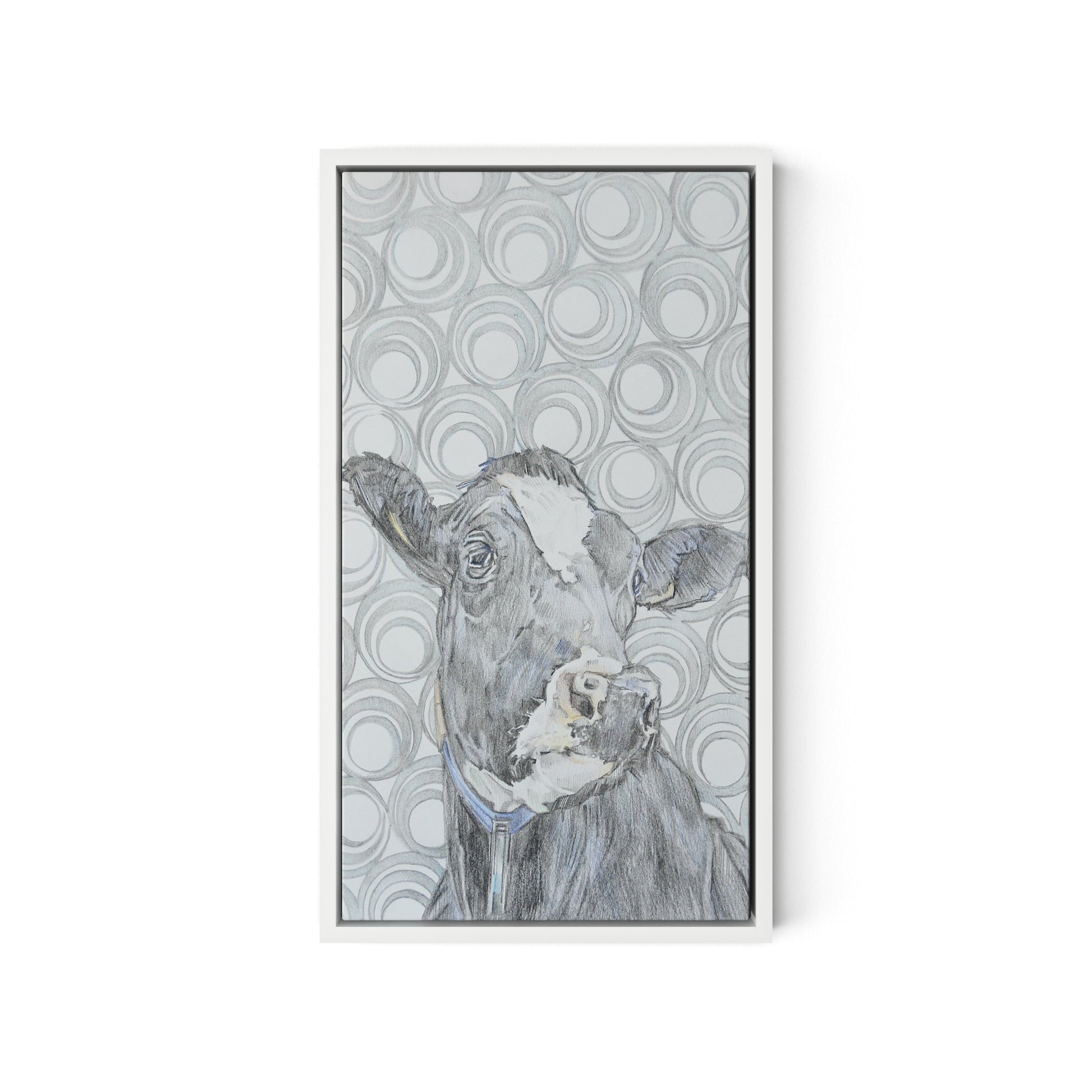 Holy Cow Patt-Ernz Canvas Floater Framed / 10.5 x 18 in / White