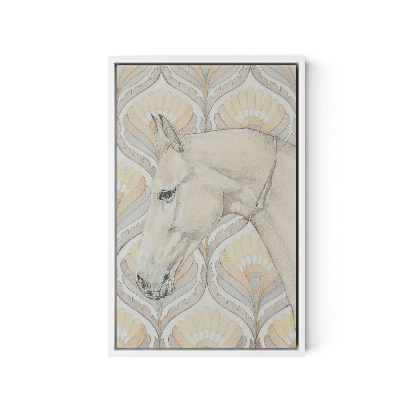 Akhal Teke Canvas Floater Framed / 12 x 18 in / White