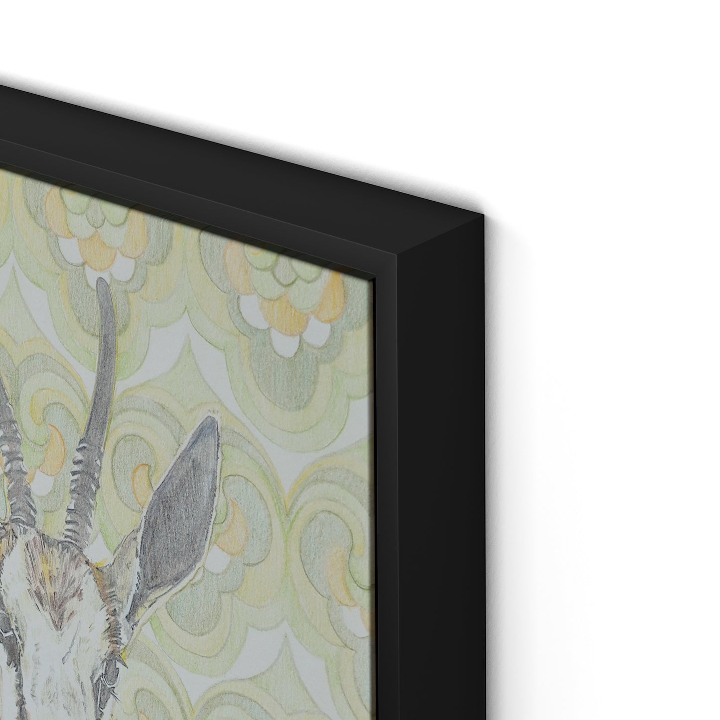 Gazelle Green Canvas Floater Framed / 12 x 18 in / Black