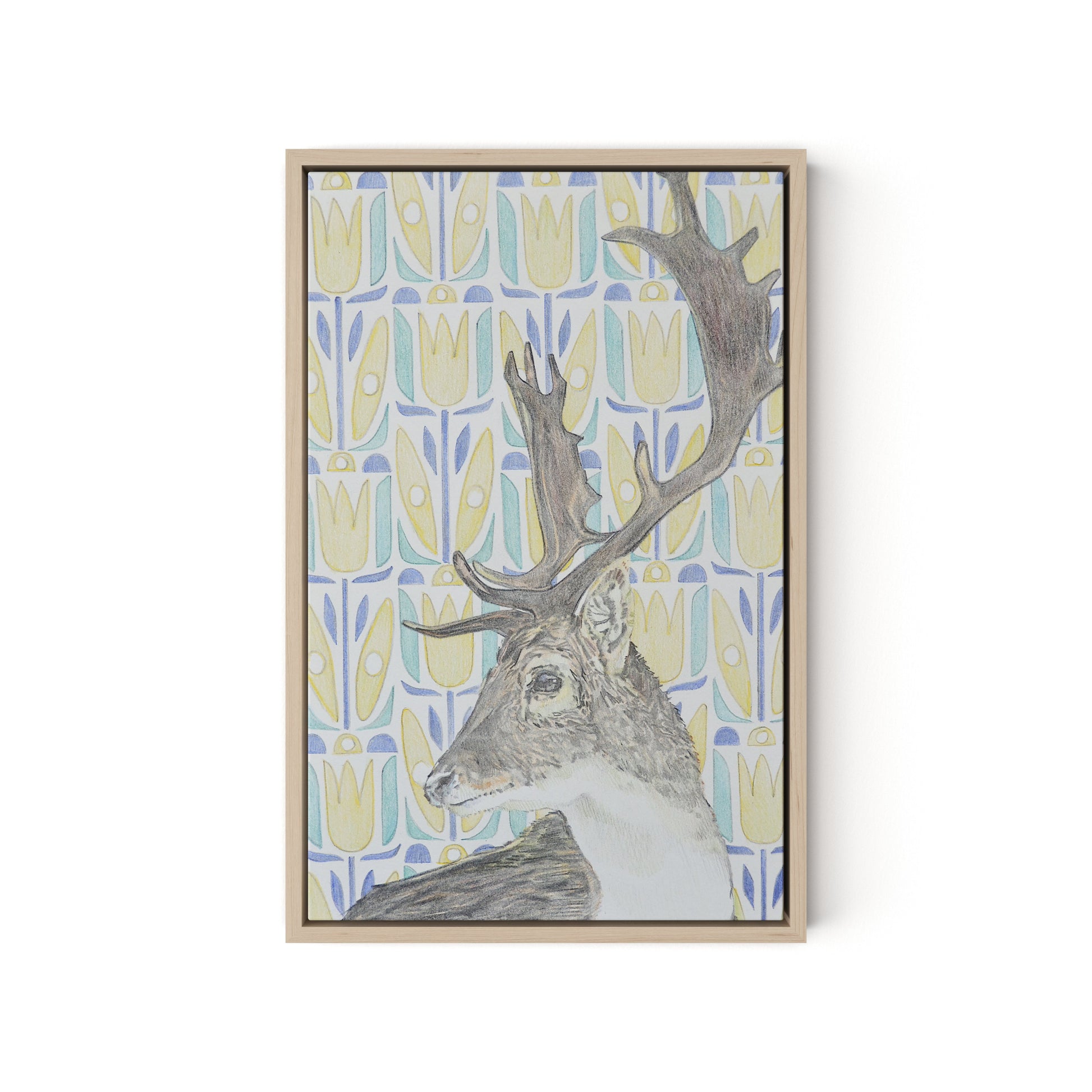 Woodland King Canvas Floater Framed / 12 x 18 in / Natural Maple