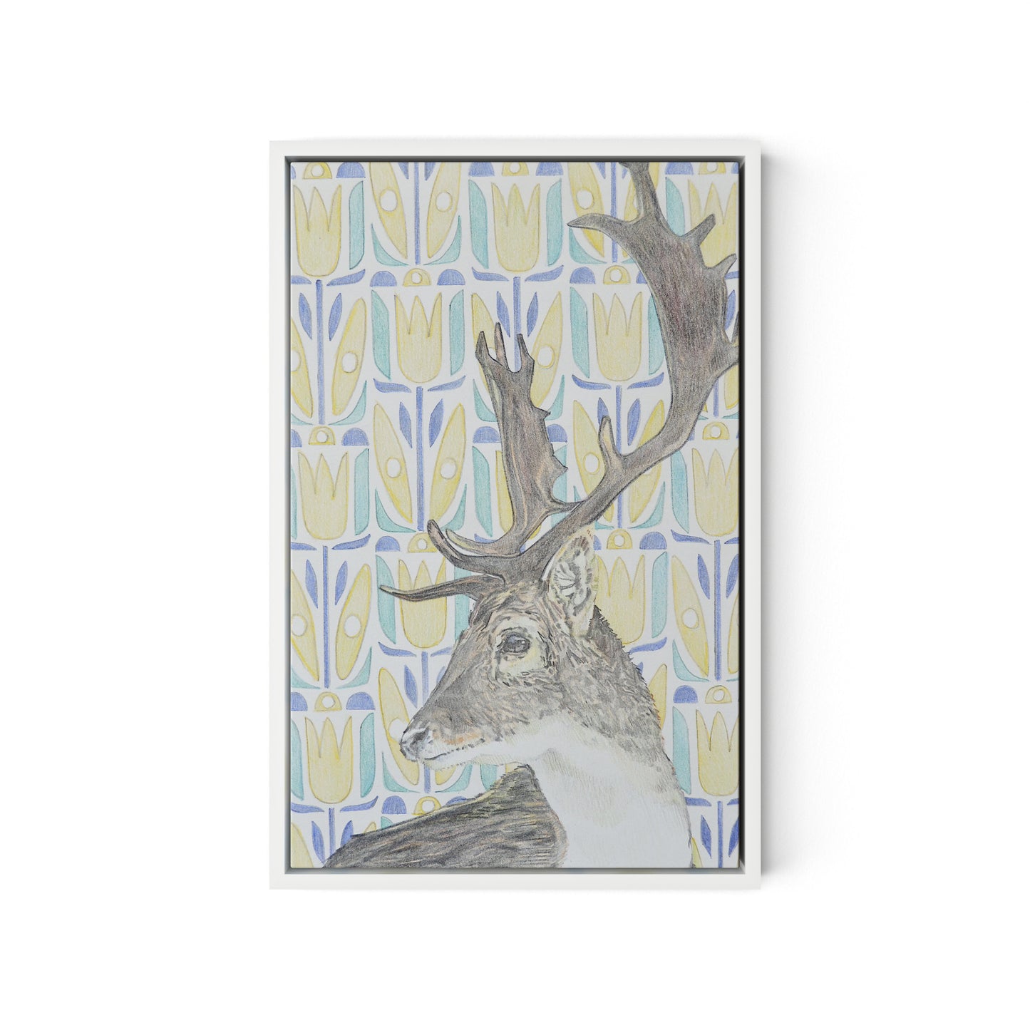 Woodland King Canvas Floater Framed / 12 x 18 in / White