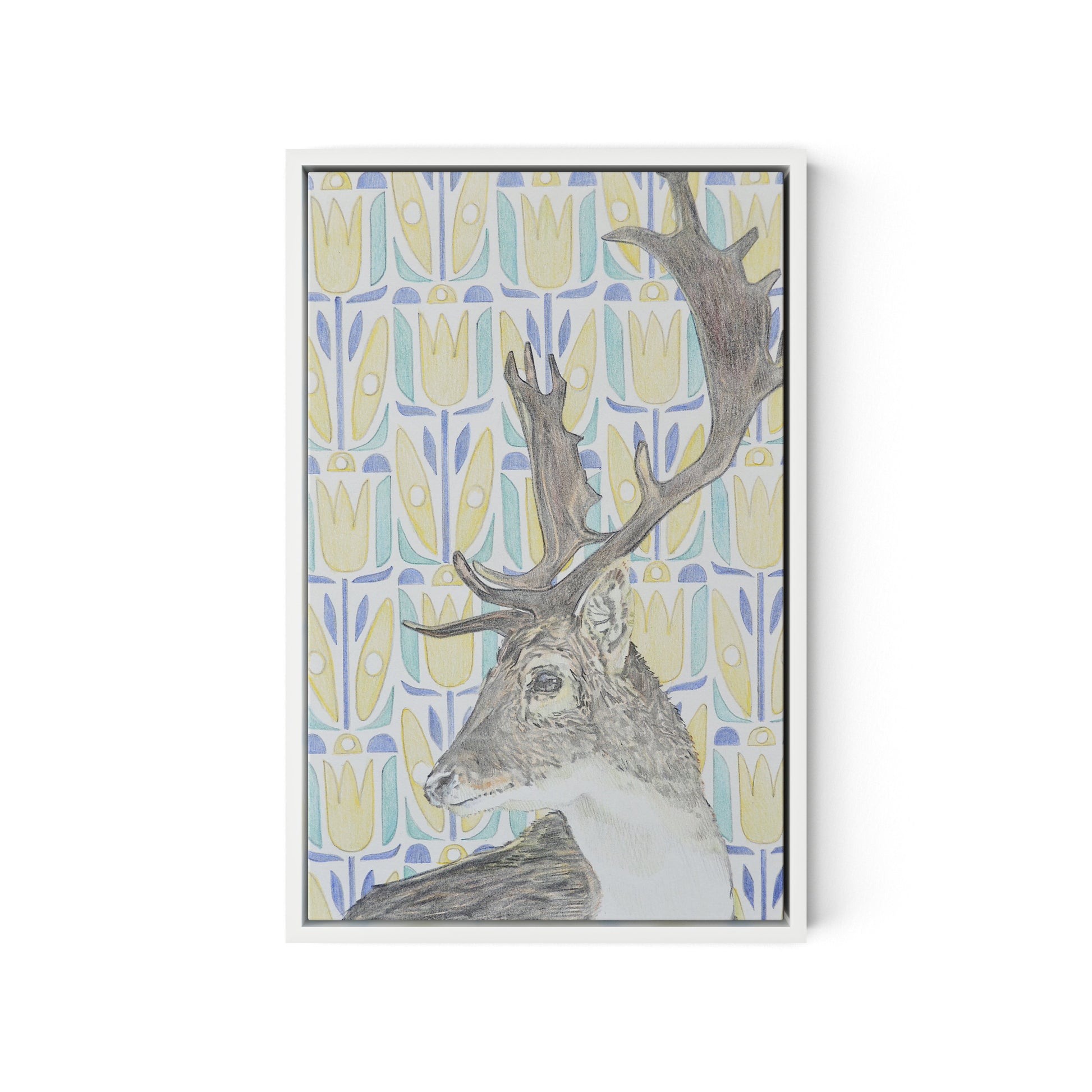 Woodland King Canvas Floater Framed / 12 x 18 in / White