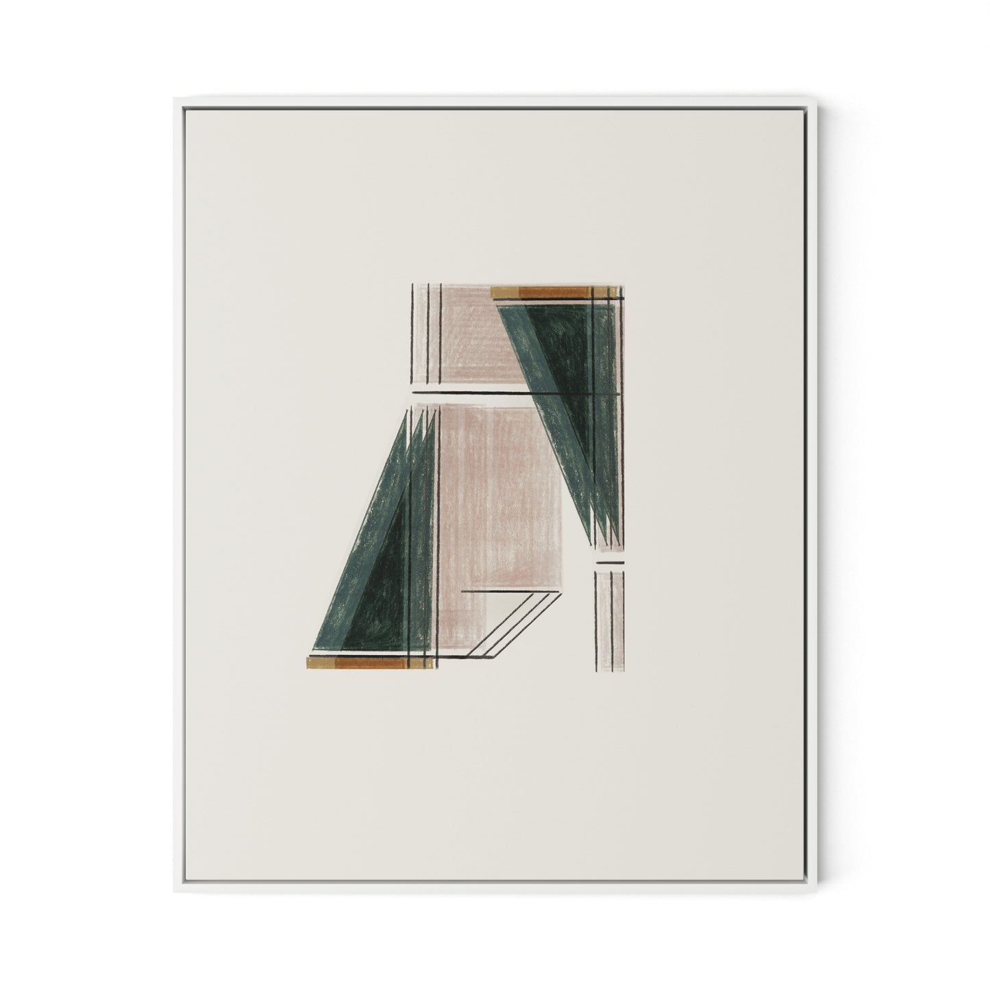 Structure 3 Canvas Floater Framed / 26 x 32 in / White