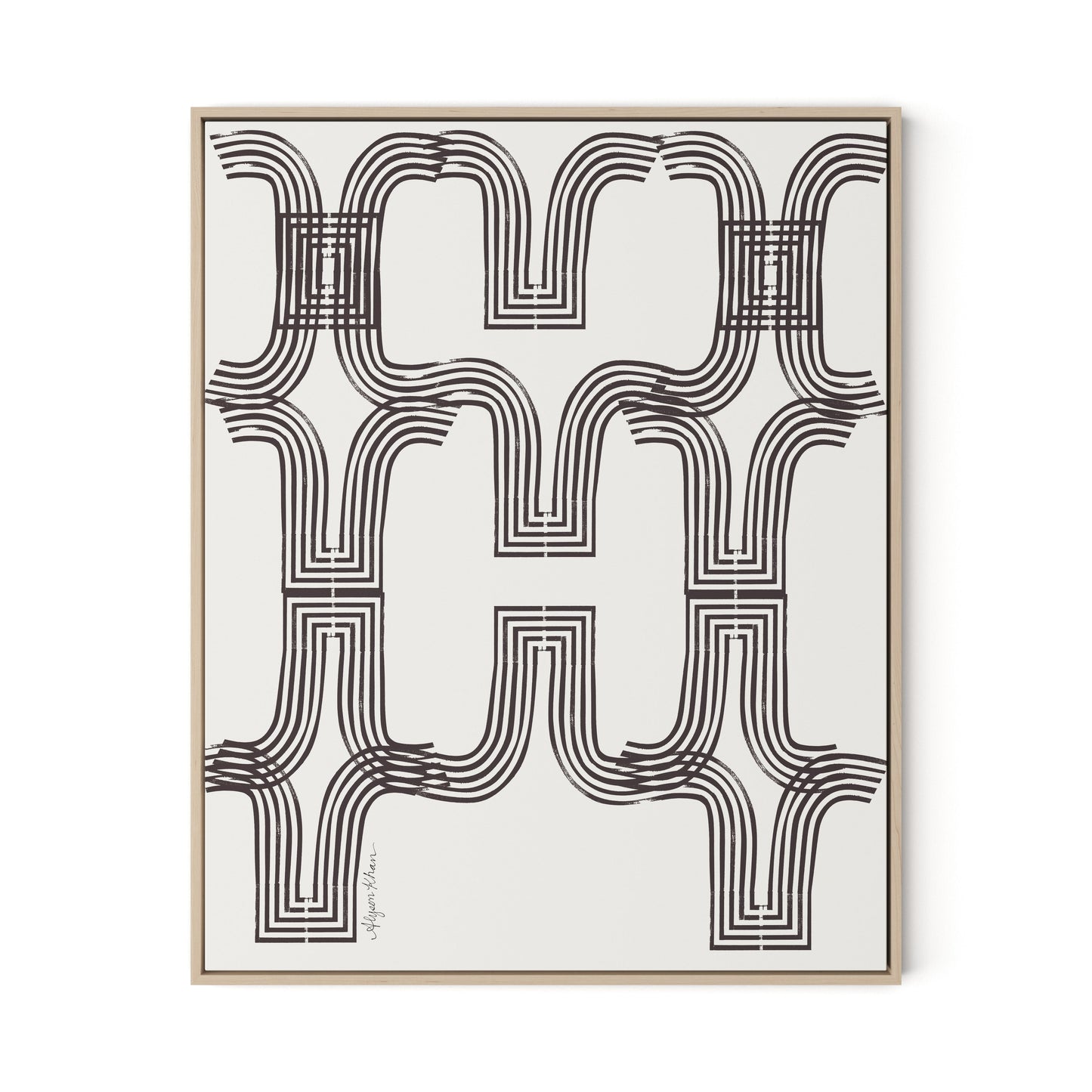 Arcs (Chocolate) Canvas Floater Framed / 26 x 32 in / Natural Maple