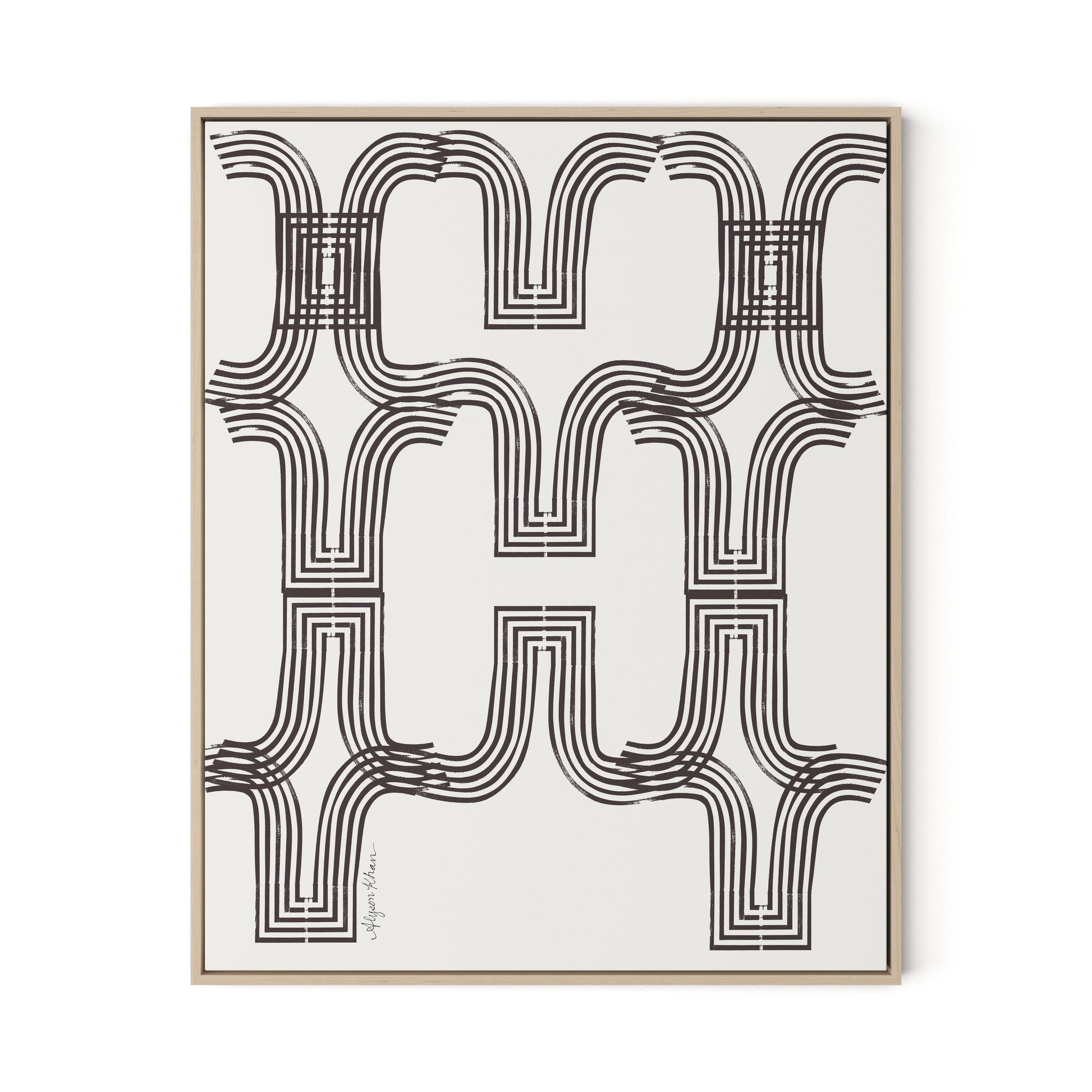 Arcs (Chocolate) Canvas Floater Framed / 26 x 32 in / Natural Maple