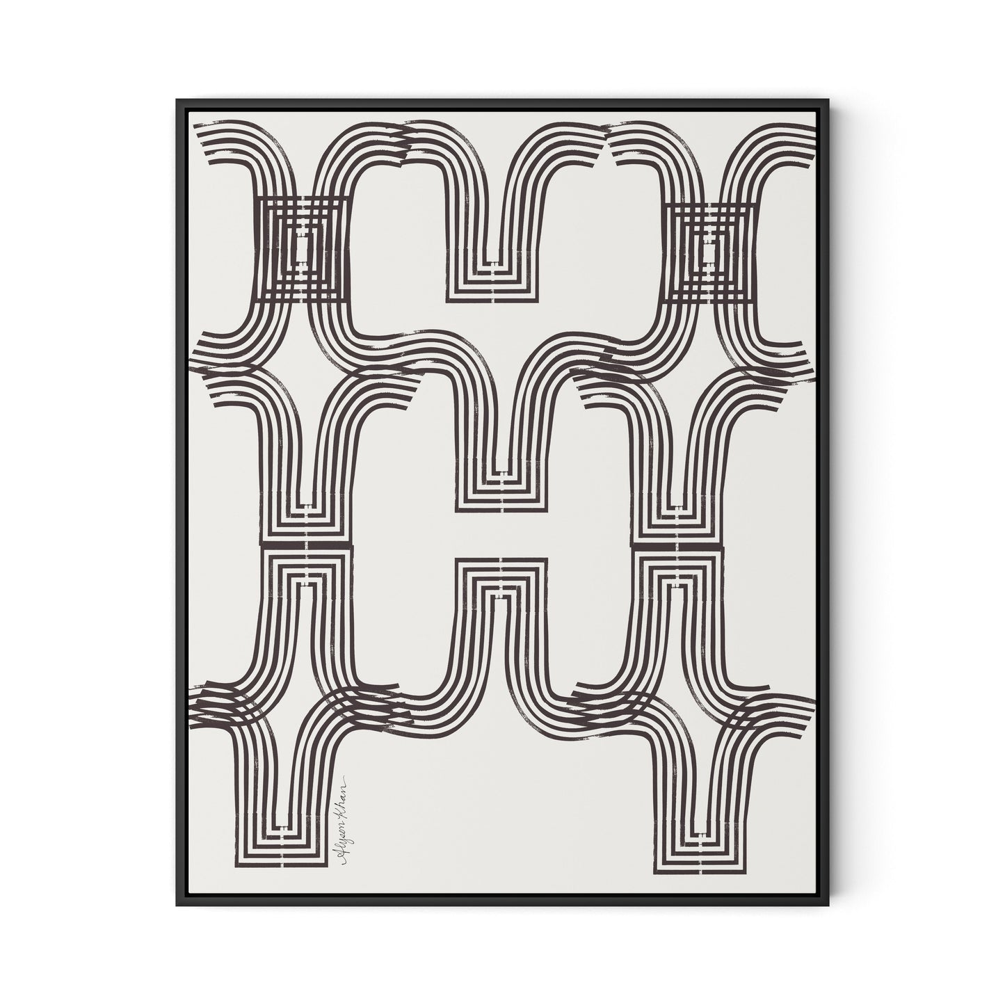 Arcs (Chocolate) Canvas Floater Framed / 26 x 32 in / Black