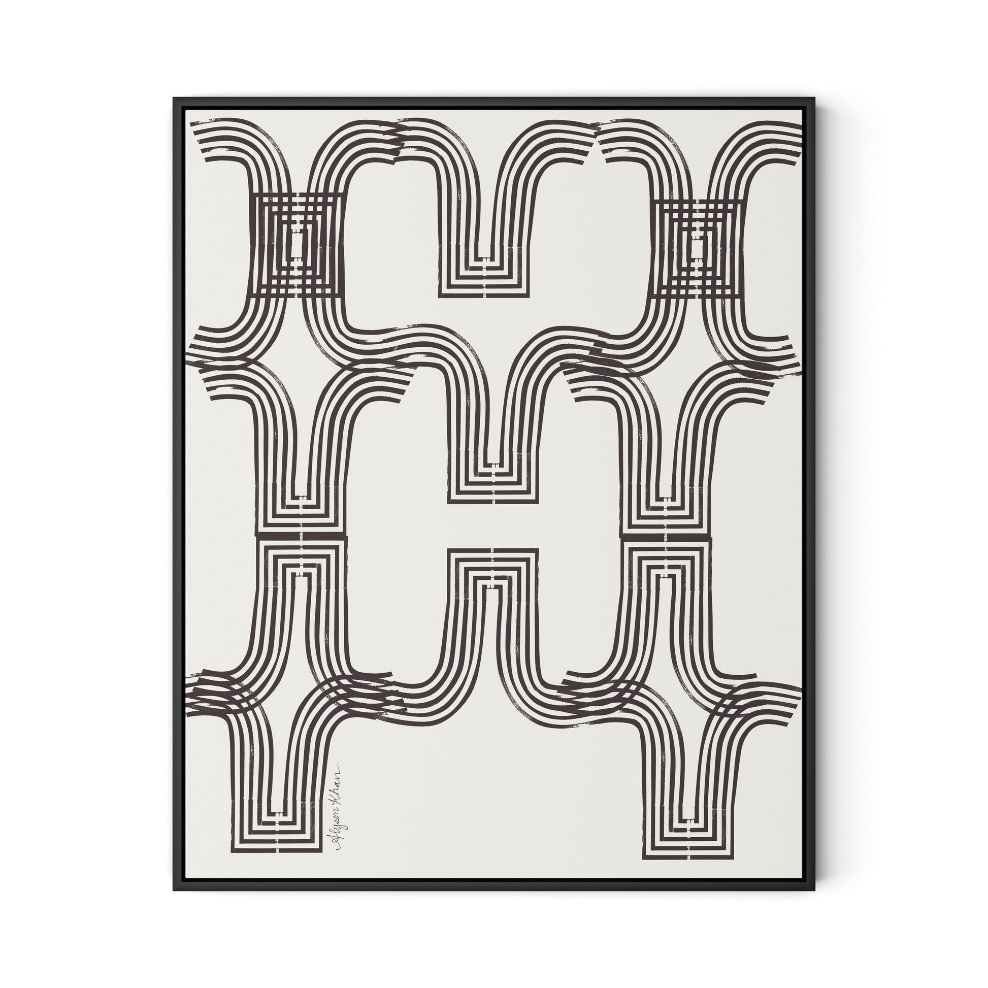 Arcs (Chocolate) Canvas Floater Framed / 26 x 32 in / Black