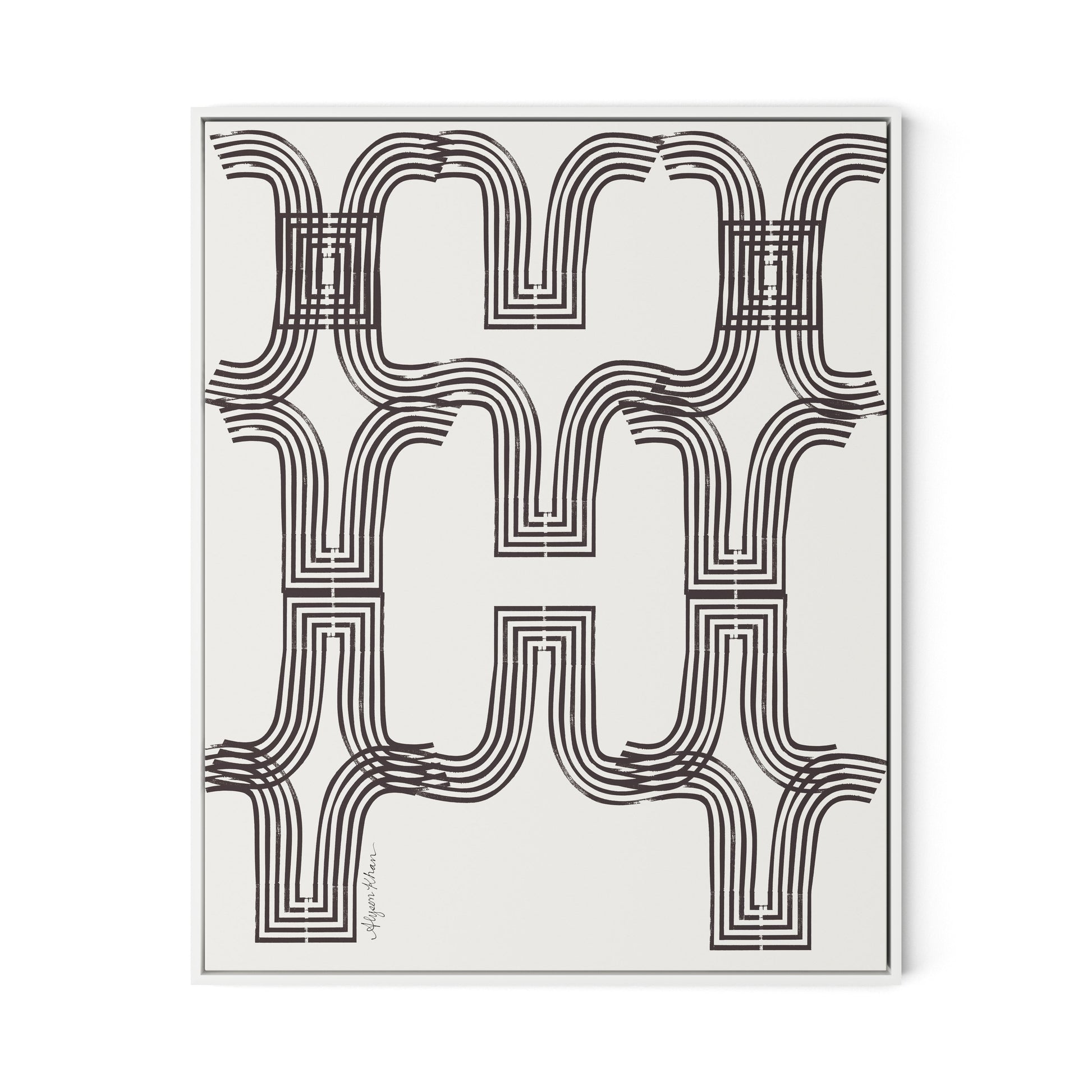 Arcs (Chocolate) Canvas Floater Framed / 26 x 32 in / White