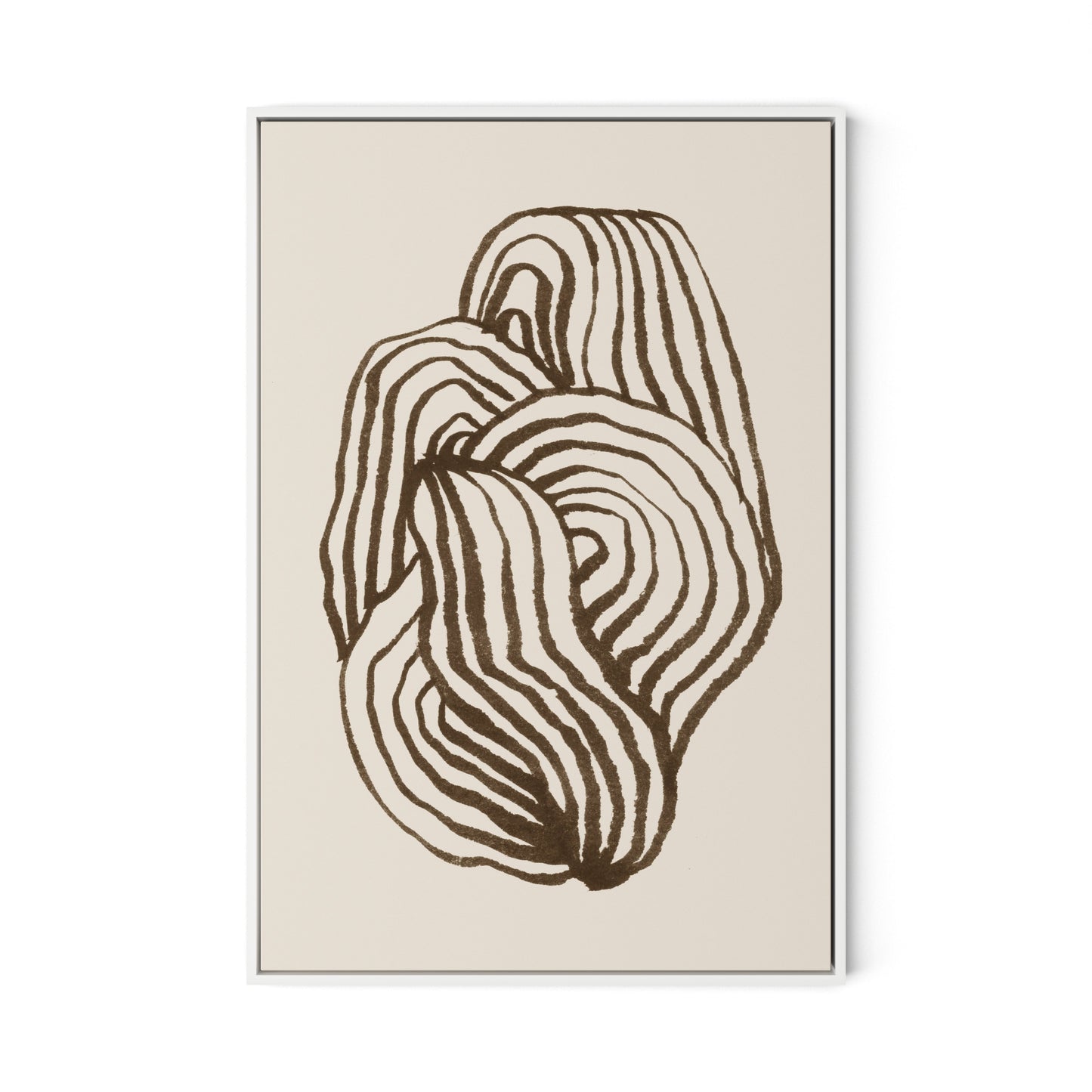 Swirl - Brown Canvas Floater Framed / 22 x 32 in / White