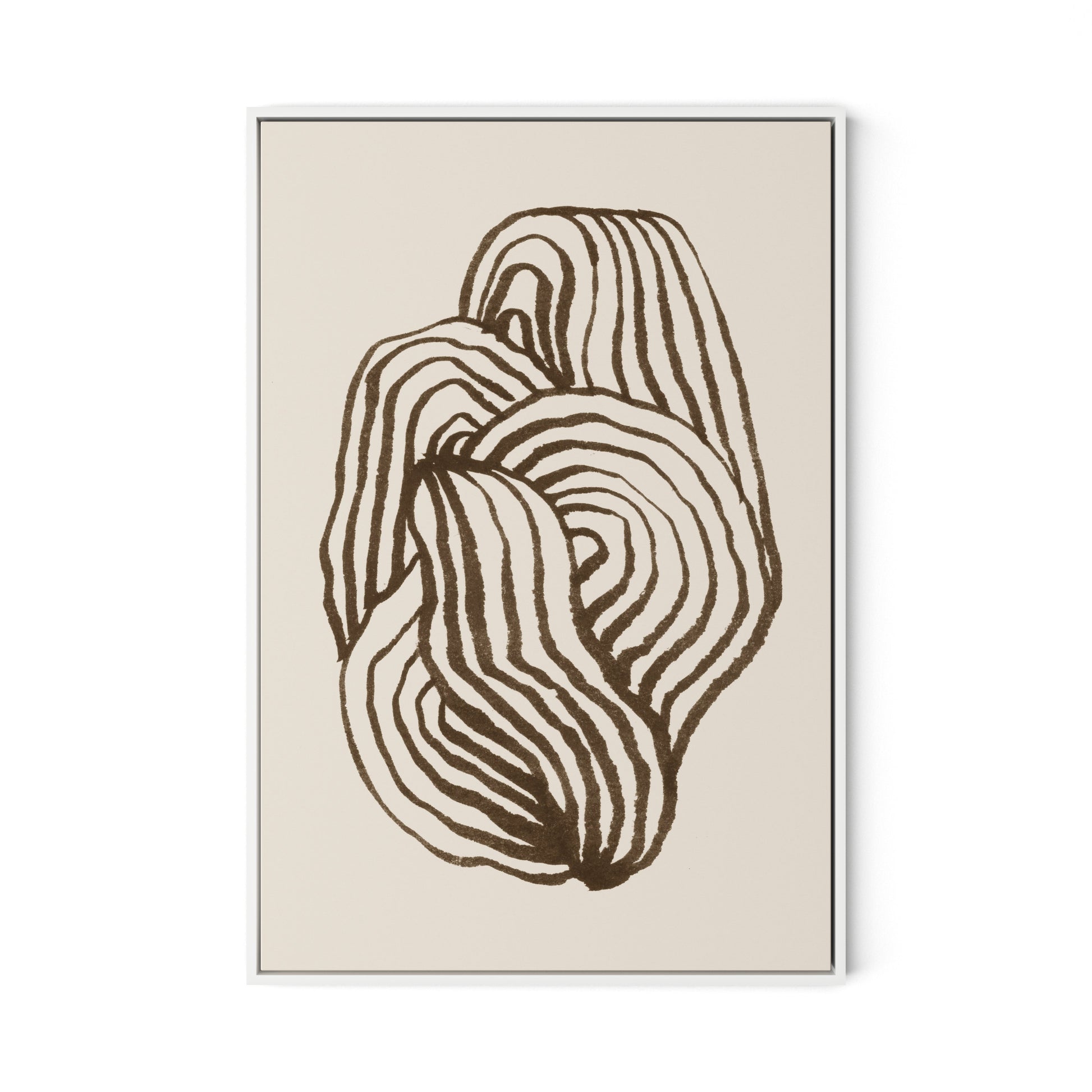 Swirl - Brown Canvas Floater Framed / 22 x 32 in / White