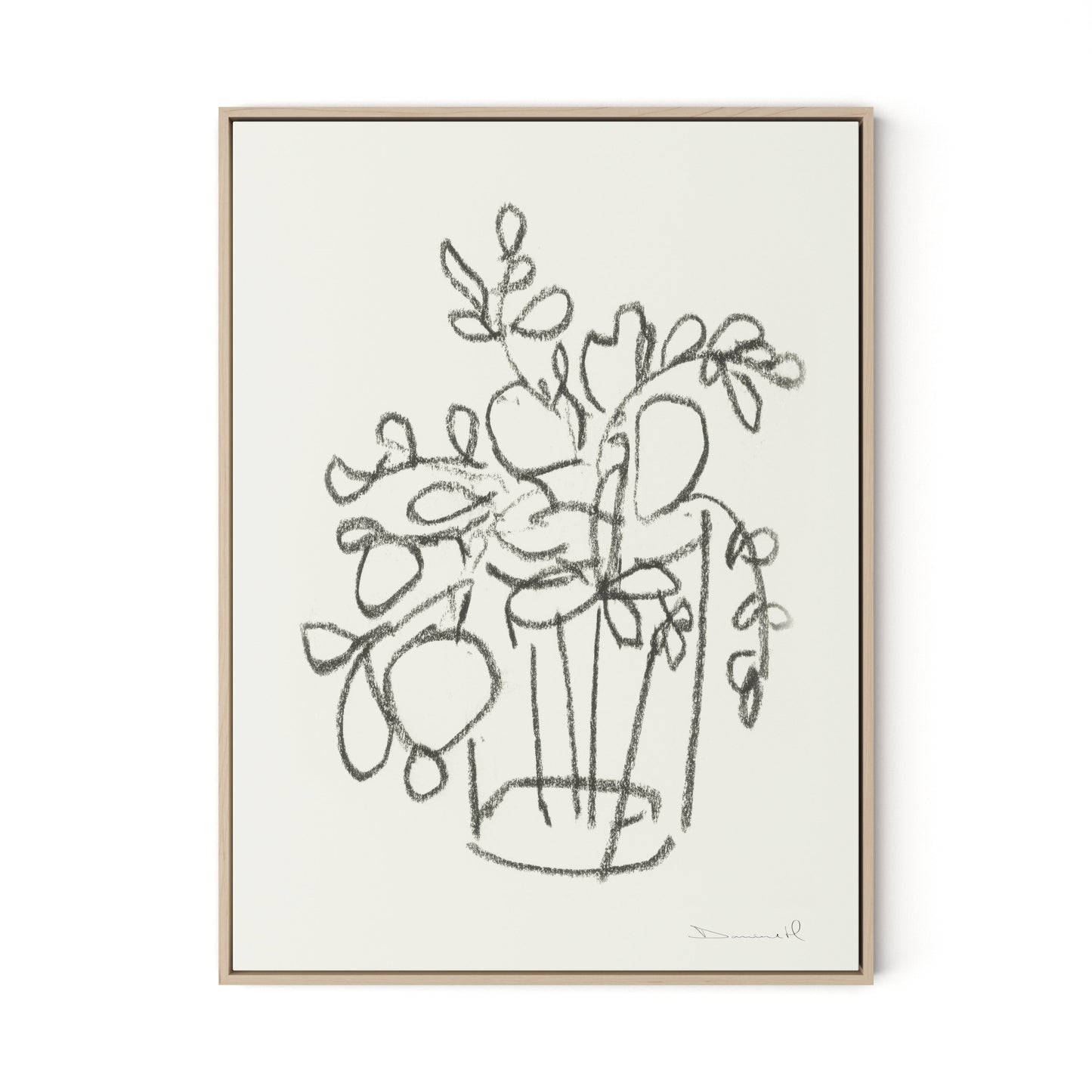 House Plant Canvas Floater Framed / 24 x 32 in / Natural Maple