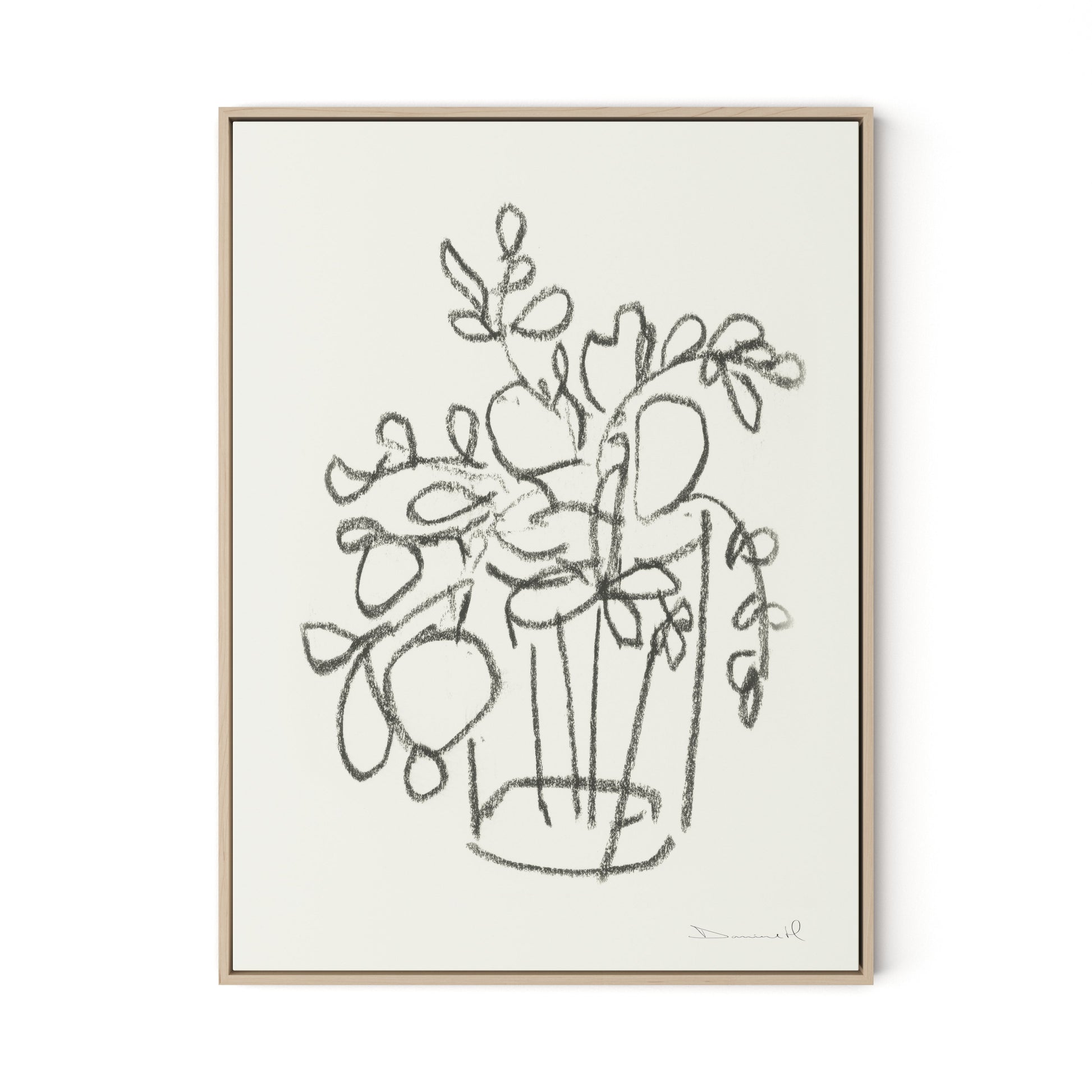 House Plant Canvas Floater Framed / 24 x 32 in / Natural Maple