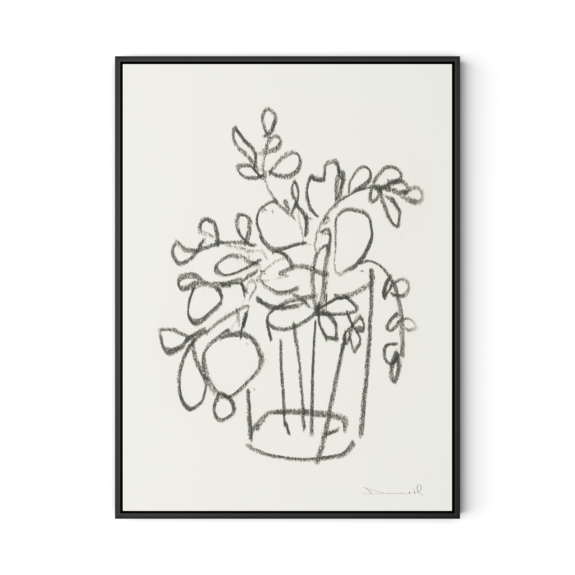 House Plant Canvas Floater Framed / 24 x 32 in / Black
