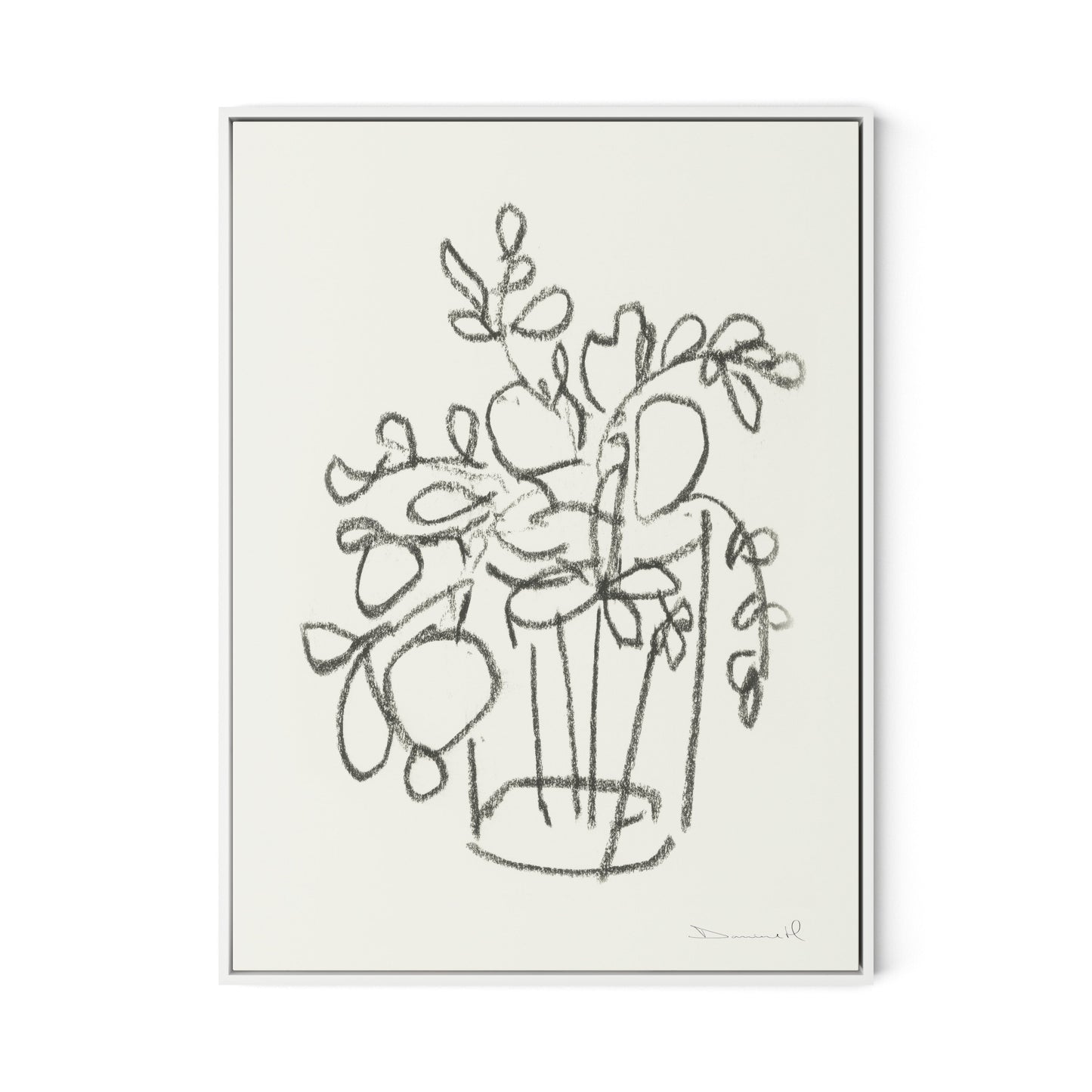 House Plant Canvas Floater Framed / 24 x 32 in / White