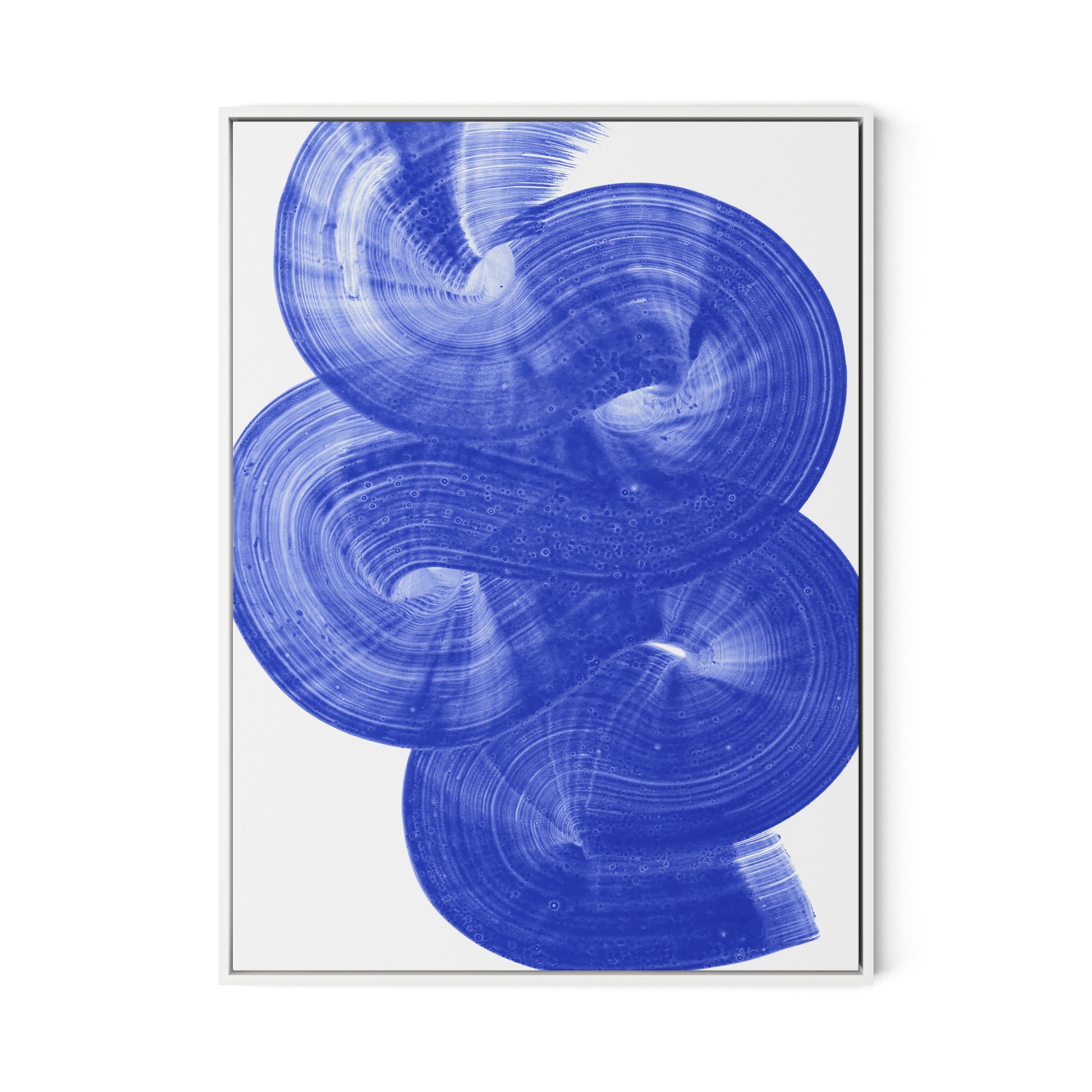 Flow - Blue Canvas Floater Framed / 24 x 32 in / White