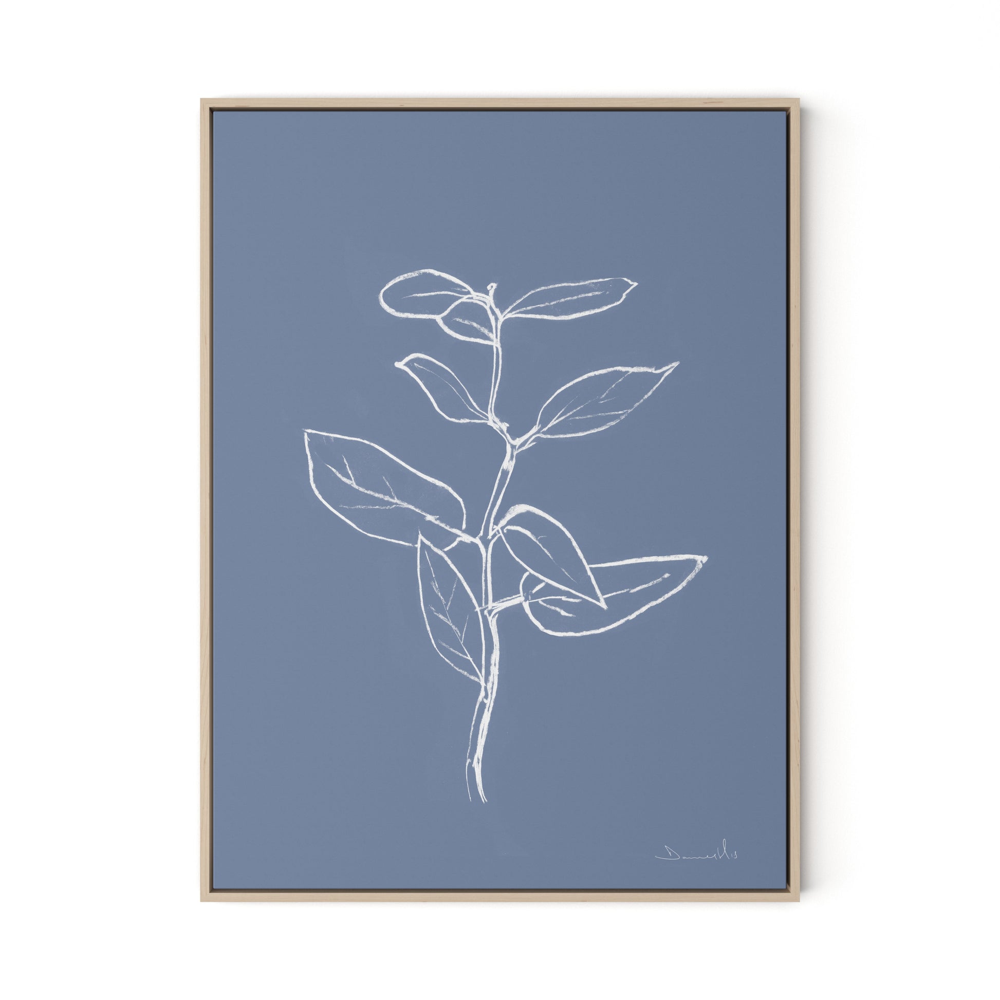 Eucalyptus Sapling Canvas Floater Framed / 24 x 32 in / Natural Maple