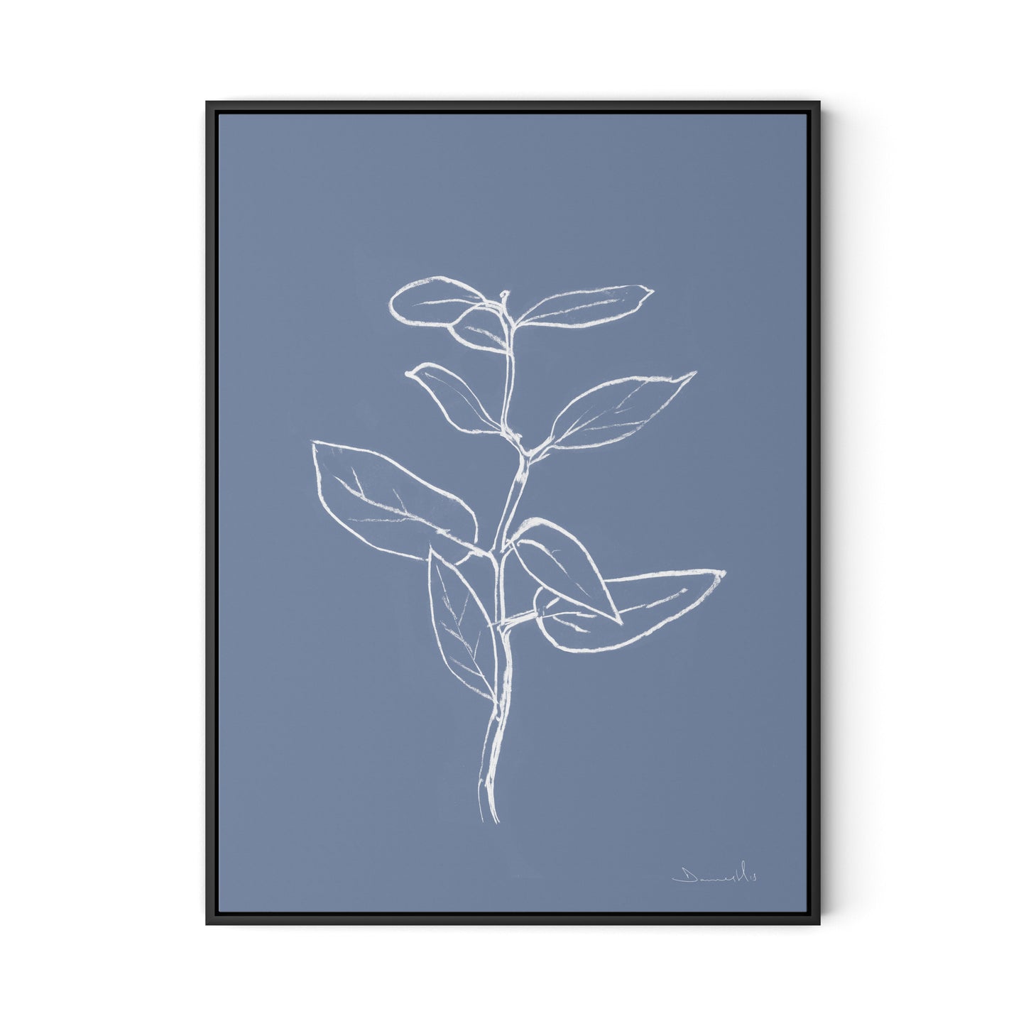 Eucalyptus Sapling Canvas Floater Framed / 24 x 32 in / Black