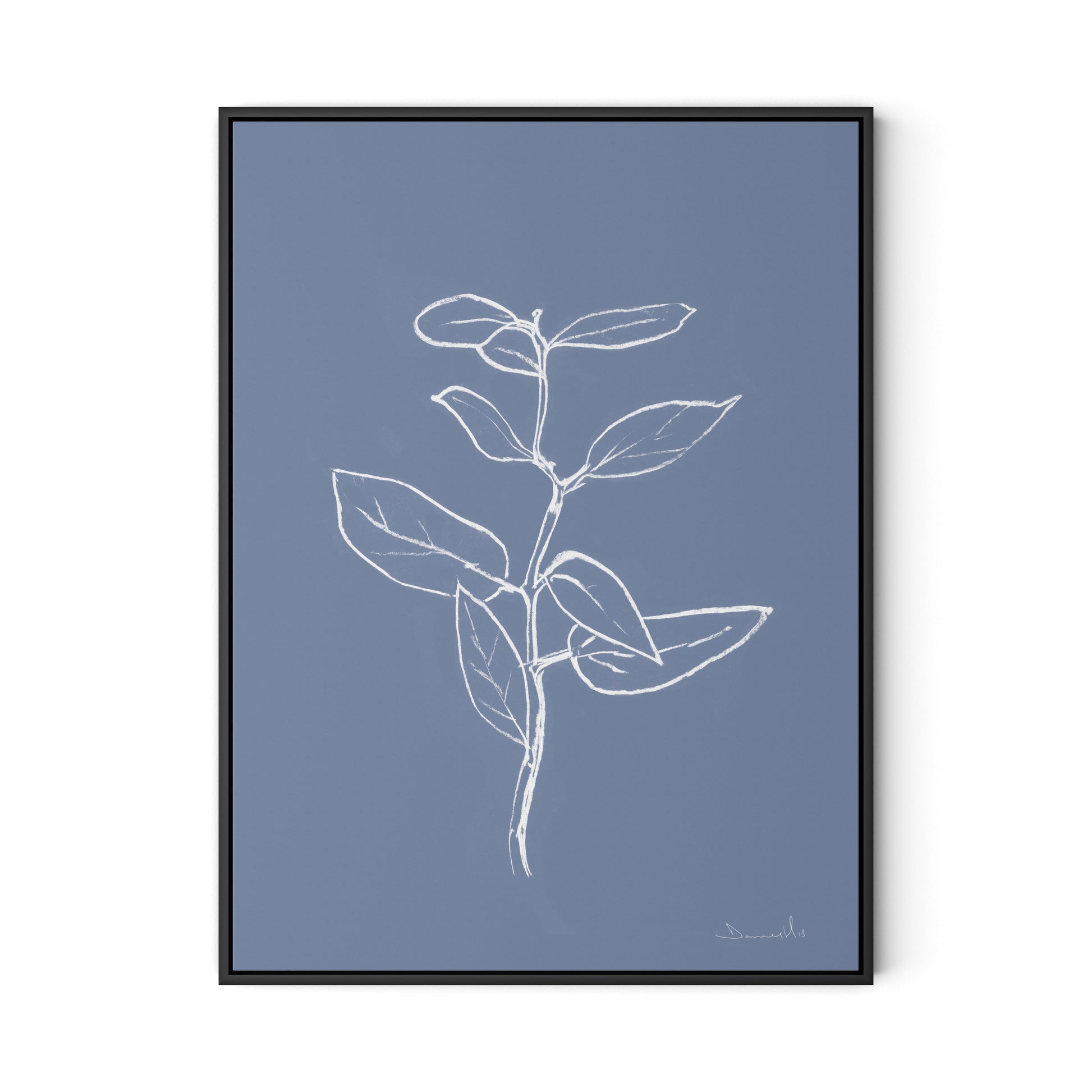 Eucalyptus Sapling Canvas Floater Framed / 24 x 32 in / Black